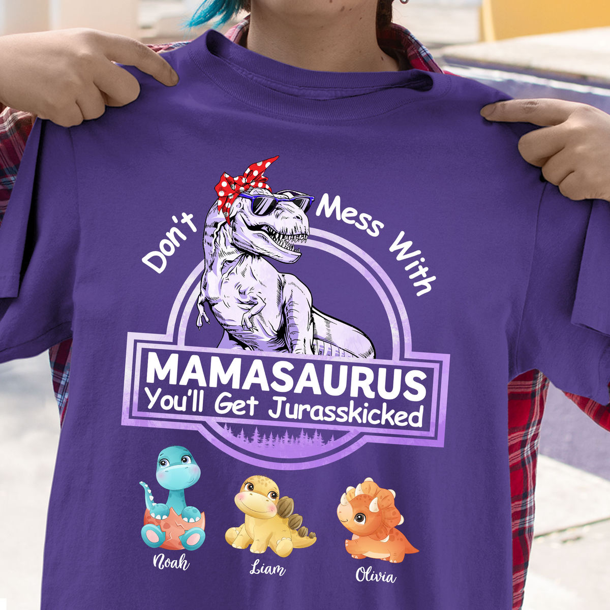 Personalized Shirt - Family - Don't Mess With Mamasaurus - Birthday Gift, Mother's Day Gift For Mom (Violet), Gifts For Mother_1