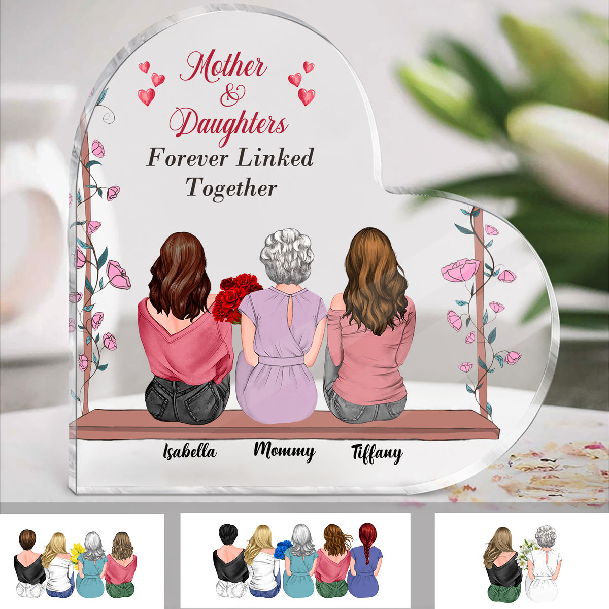 Mother's Day Gift - Mother and Daughters - Forever Linked Together