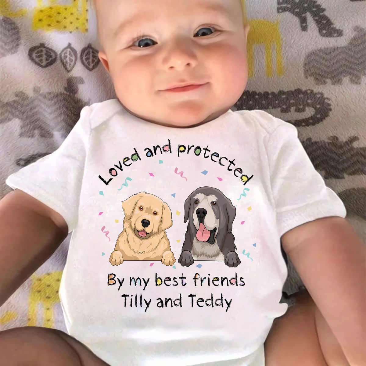 Personalized Shirt - Custom Baby Onesies - Loved and Protected By my best friends_1