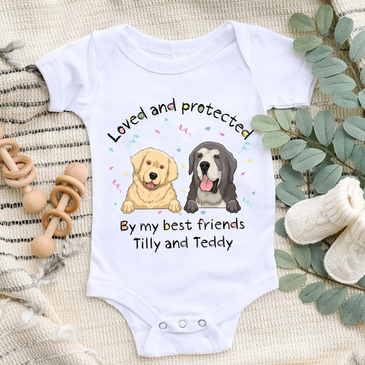 Personalized Shirt - Custom Baby Onesies - Loved and Protected By my best friends_2