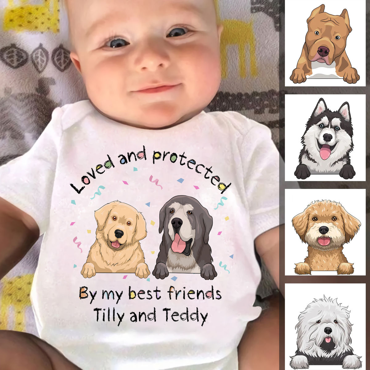 Personalized Shirt - Custom Baby Onesies - Loved and Protected By my best friends
