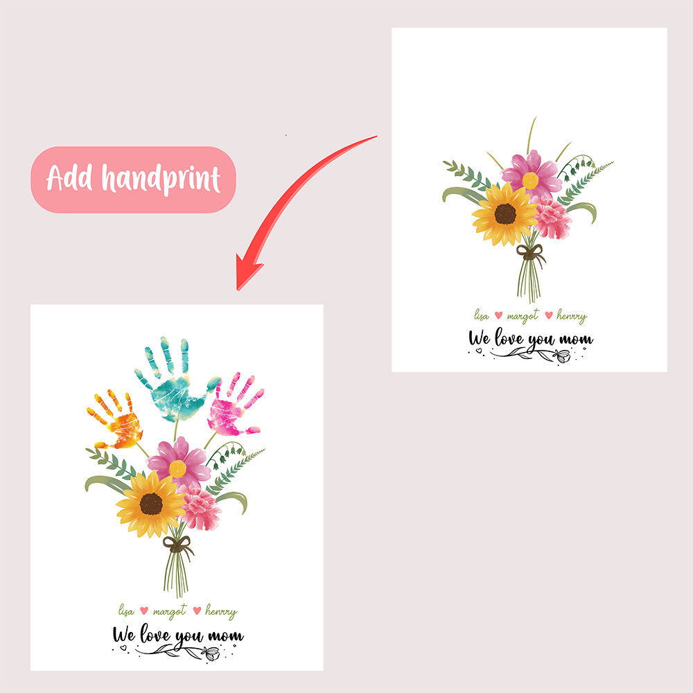 Personalized Mom Birthday Gift. Mothers Day Gift Flower Handprint