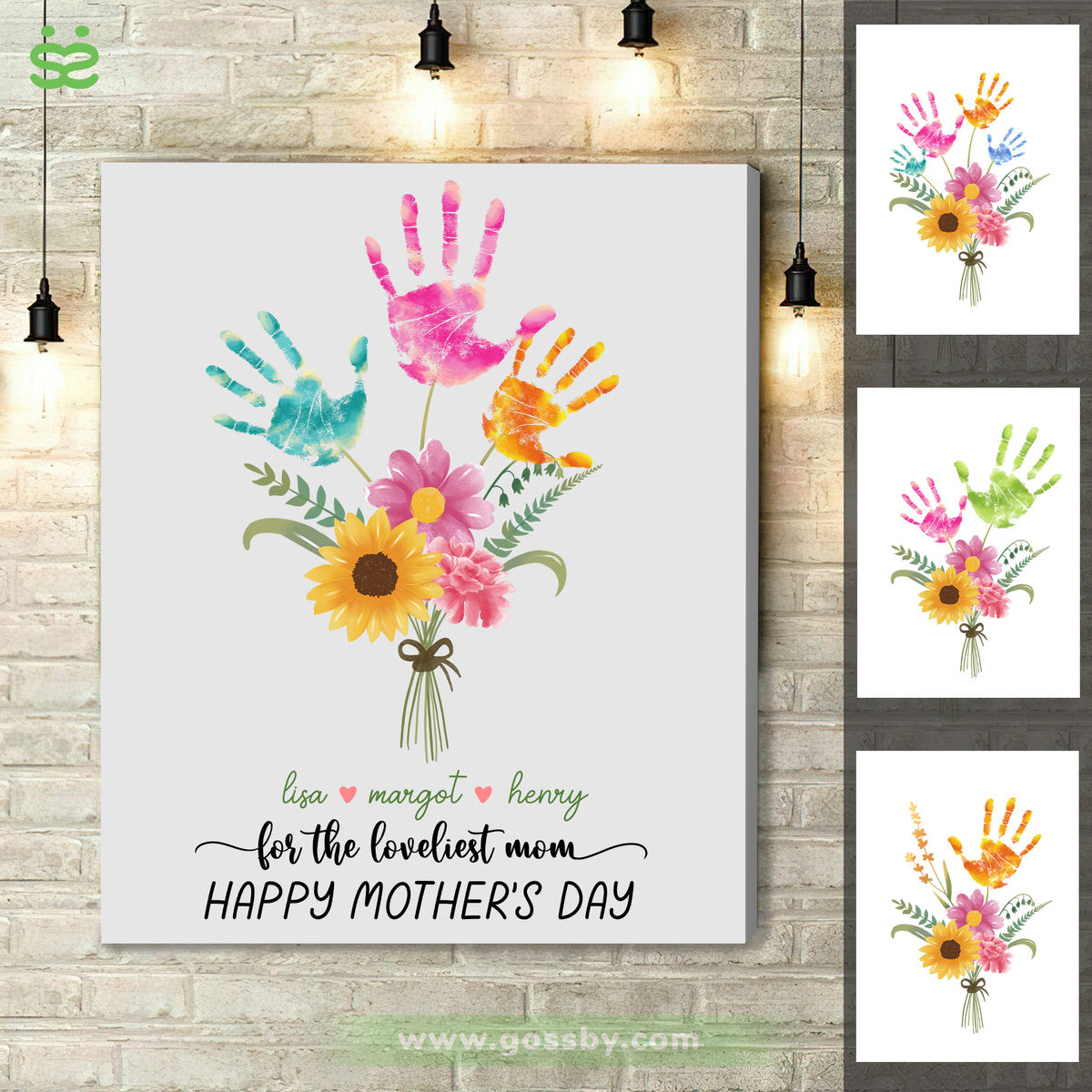 Personalized Mom Birthday Gift. Mothers Day Gift Flower Handprint