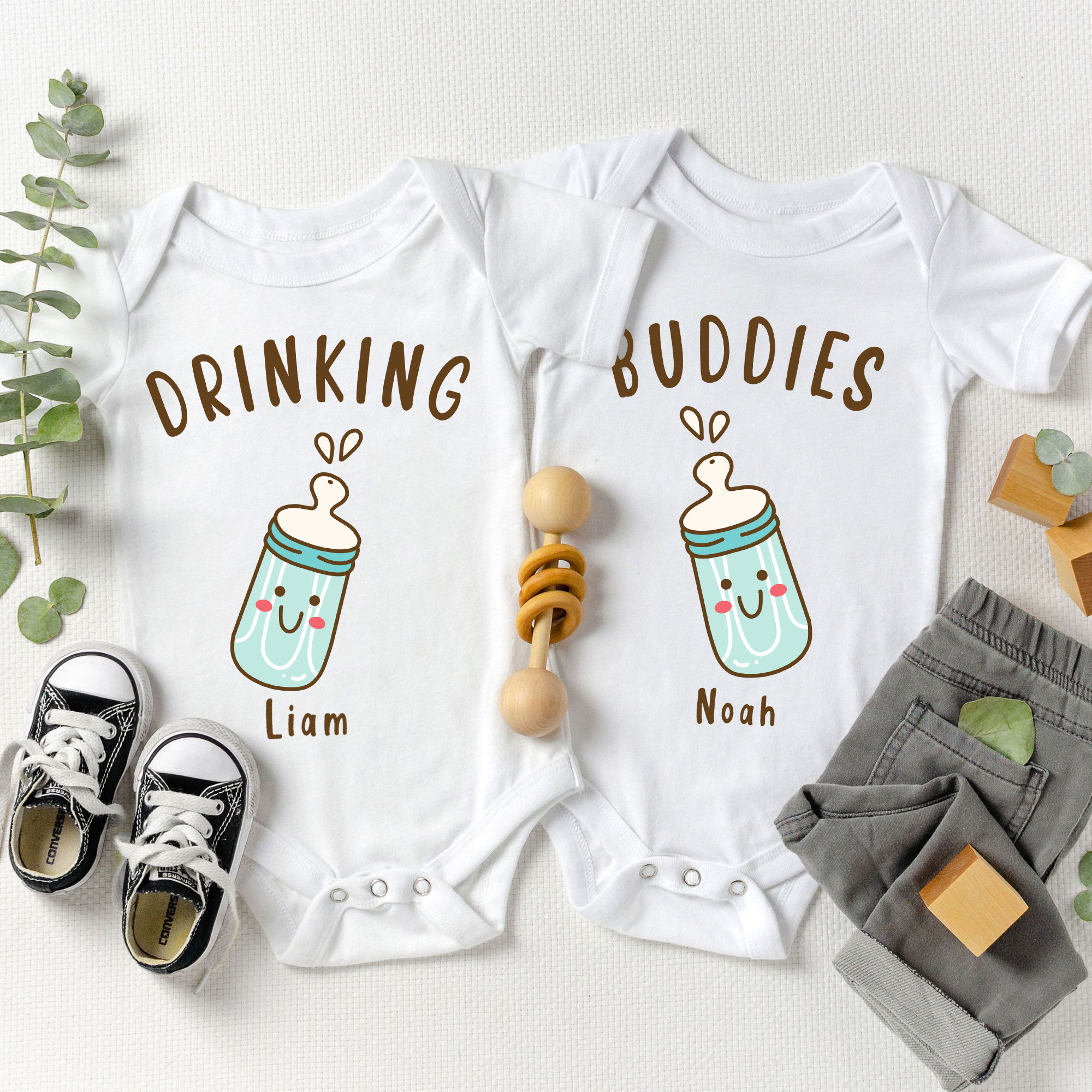 Baby's Handcrafted Custom Themed Onesie Milkshake Gift Set