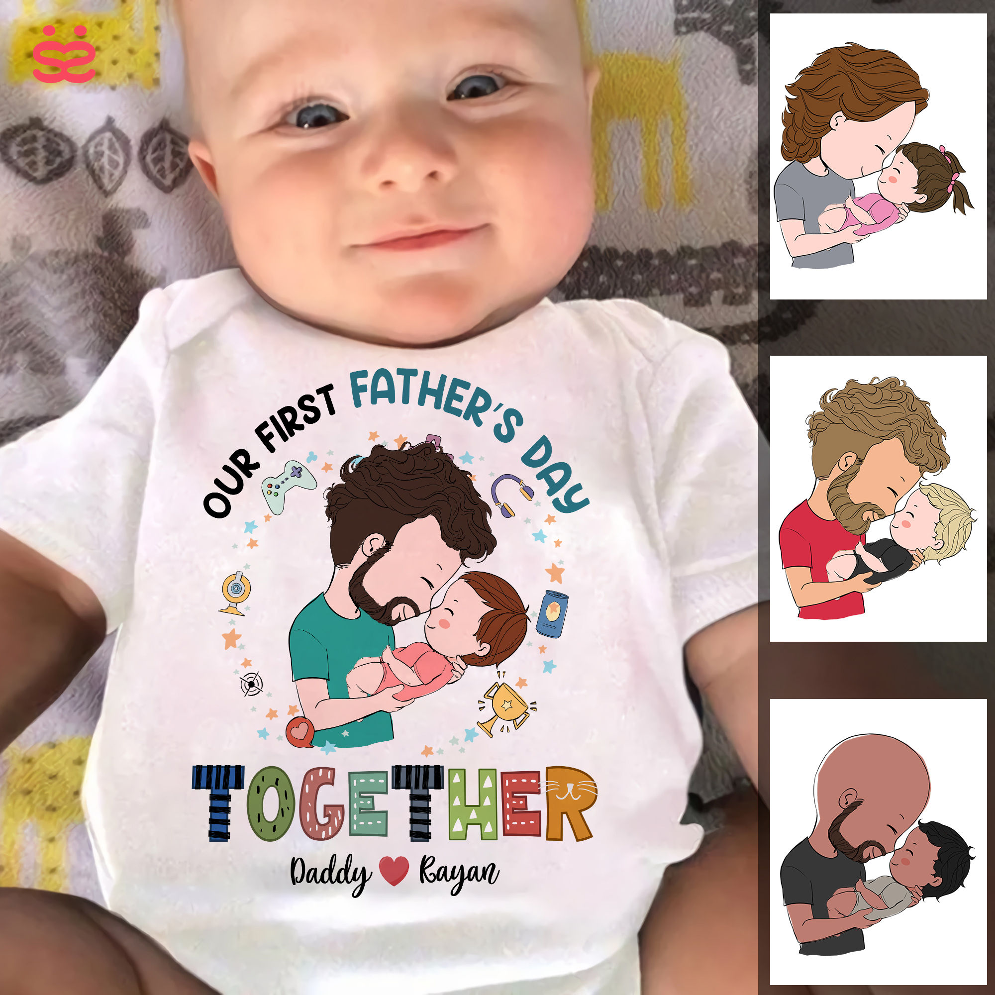 Custom Baby Onesies Our First Father's Day Together Baby Shower