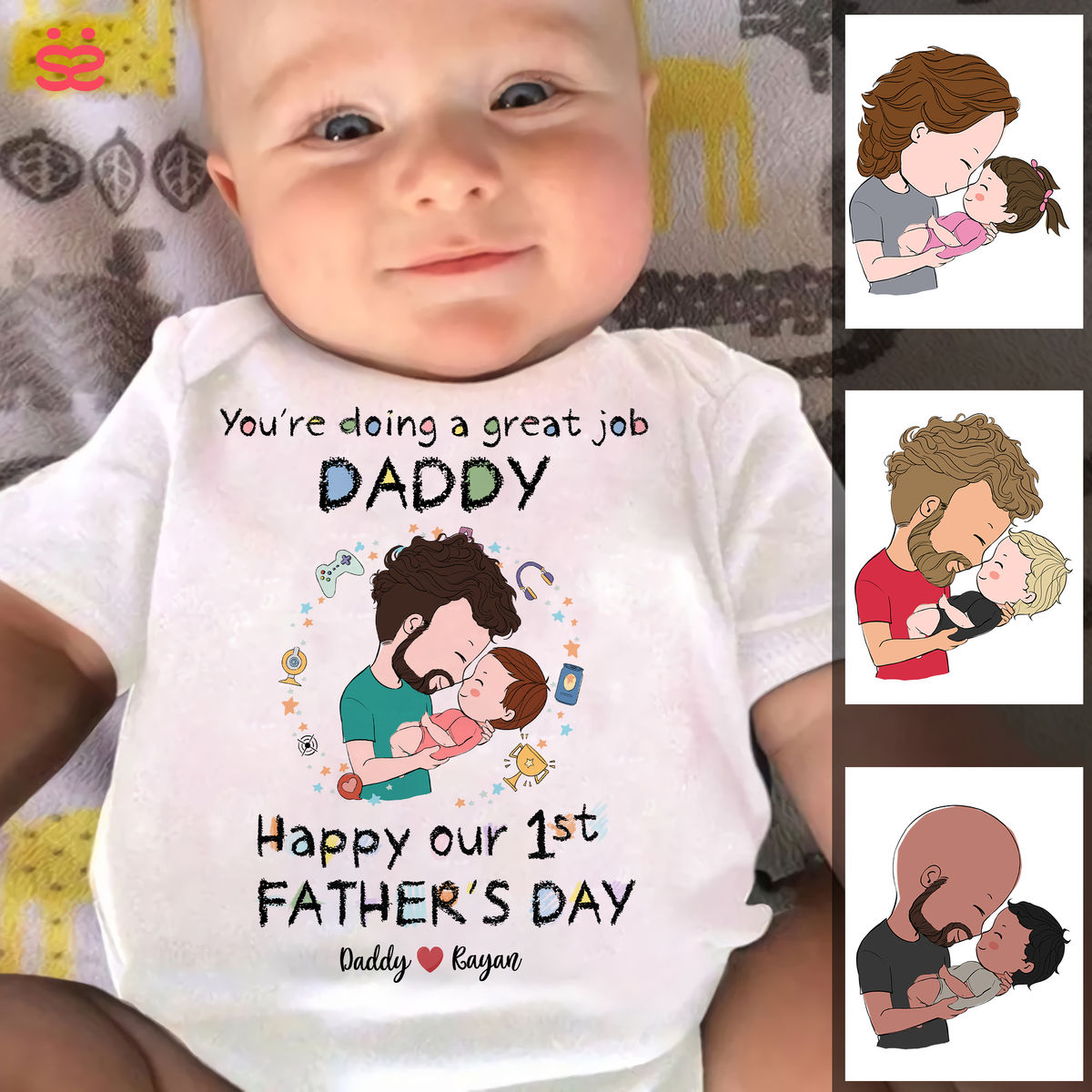 Personalized Shirt - Custom Baby Onesies - You're doing a great job daddy Happy 1st Father's Day - Baby Shower Gift