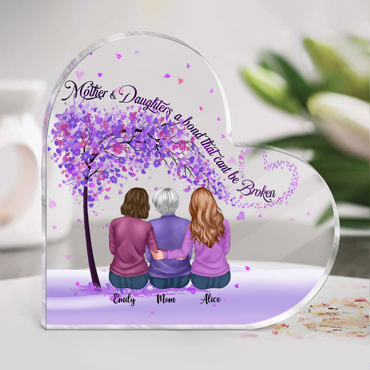 Gifts For Mom - Mother and Daughters a bond that can't be broken - Xmas, Mother's Day, Birthday Gifts - Personalized Desktop