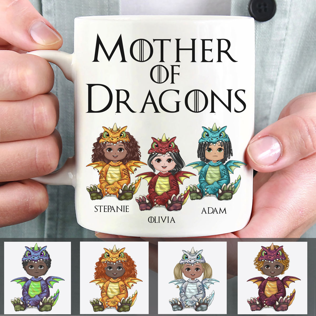 Personalized Wine Glass - Up to 6 Kids - Father/Mother/Nana/Grandpa... Of Dragons_2