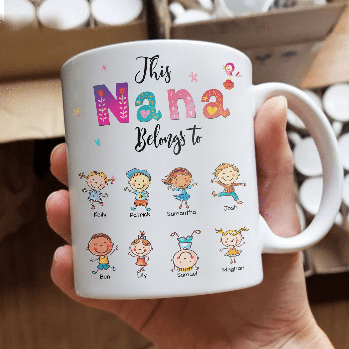 Personalized Mug - Pretty Grandkid Mug - Happiness Is Being An Auntie/ Grandma/ Mommy ... - Mother's Day Gift_1