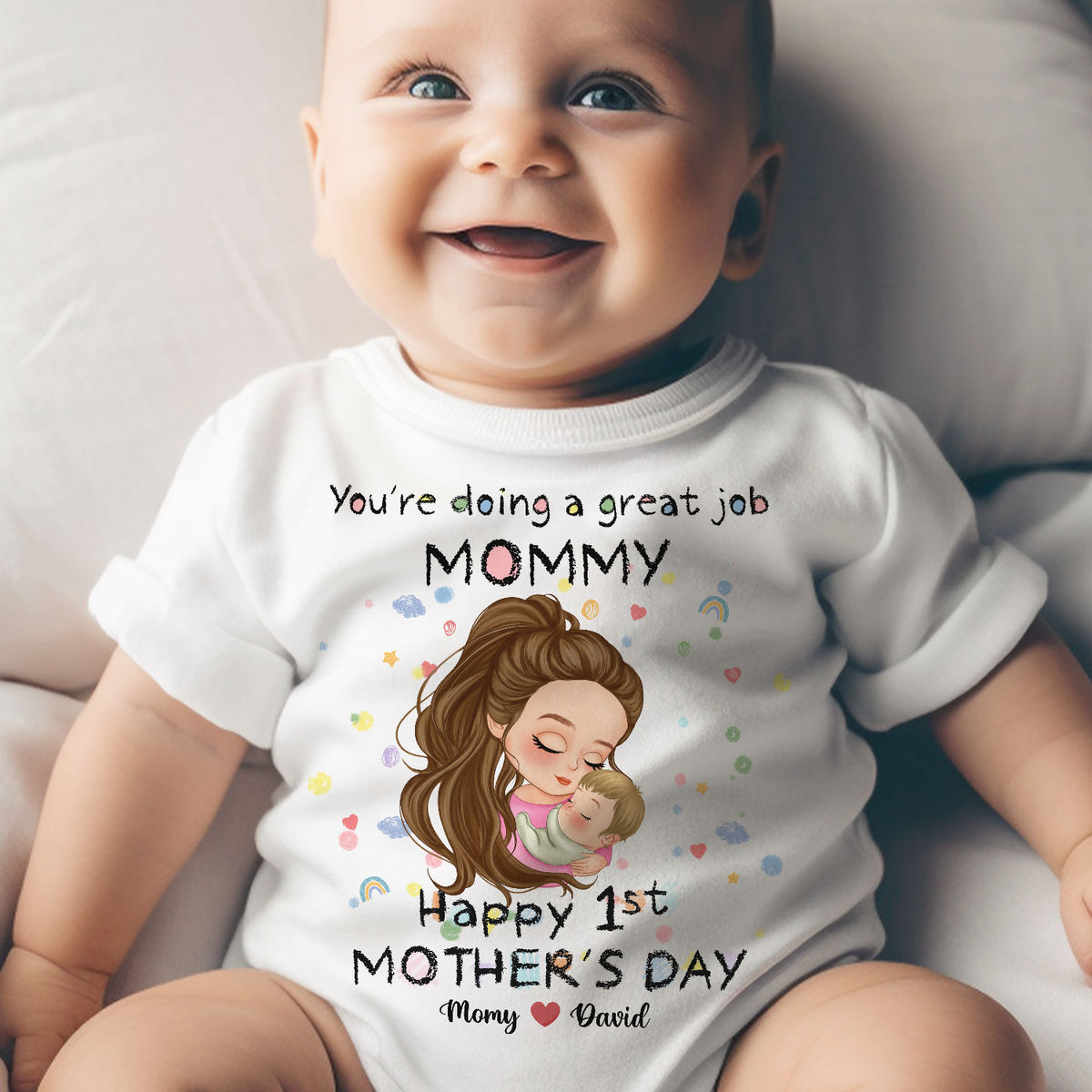 Personalized Shirt - Custom Baby Onesies - You're doing a great job mommy - Happy 1st Mother's Day (27898)_1