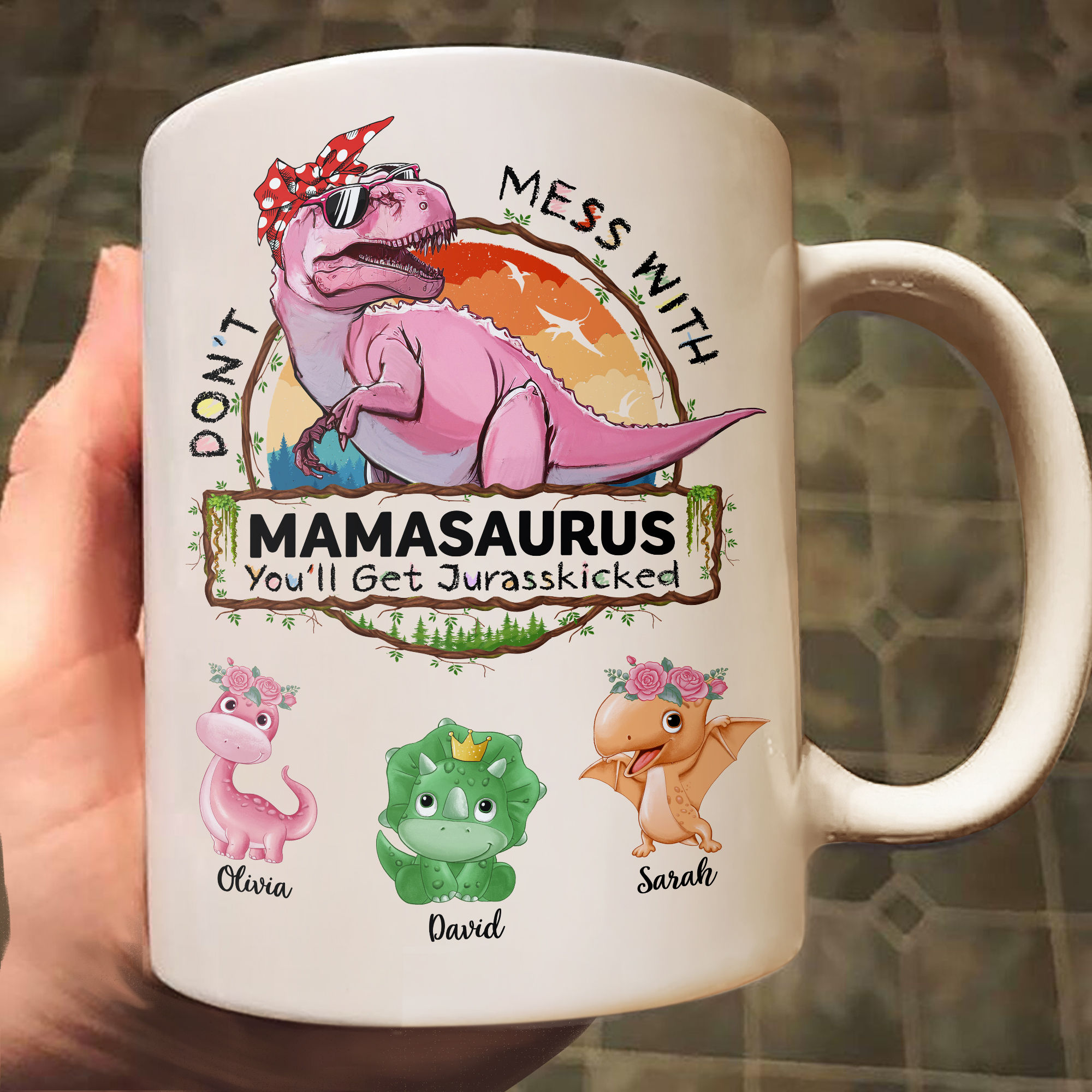 Don't Mess with Mamasaurus You'll Get Jurasskicked Mug Mamasaurus Mug  Birthday Mothers Day Gifts for Mom from Daughter Kids Son Mom Coffee Mug  Mom Gifts 11 Oz sold by Anica-Rivet