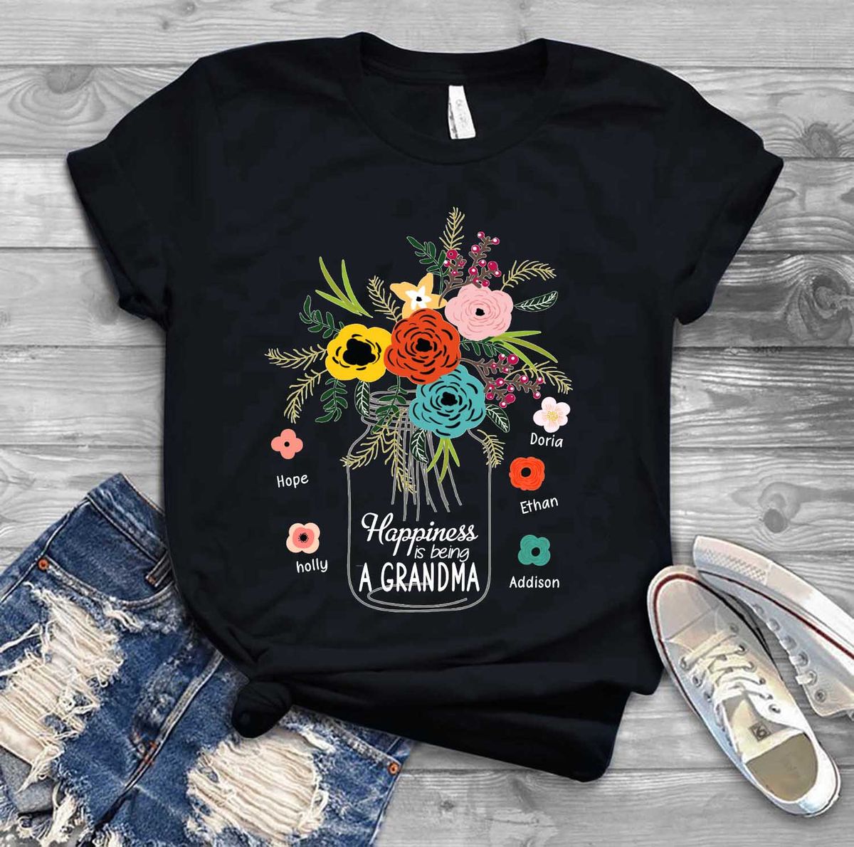 Mother's Day 2023 - Personalized Happiness Is Being A Grandma Shirt, Mother's Day Shirt, Mother's Day Gift, Mommy Birthday Shirt Gift, Grandma Nana Shirt 27963_2