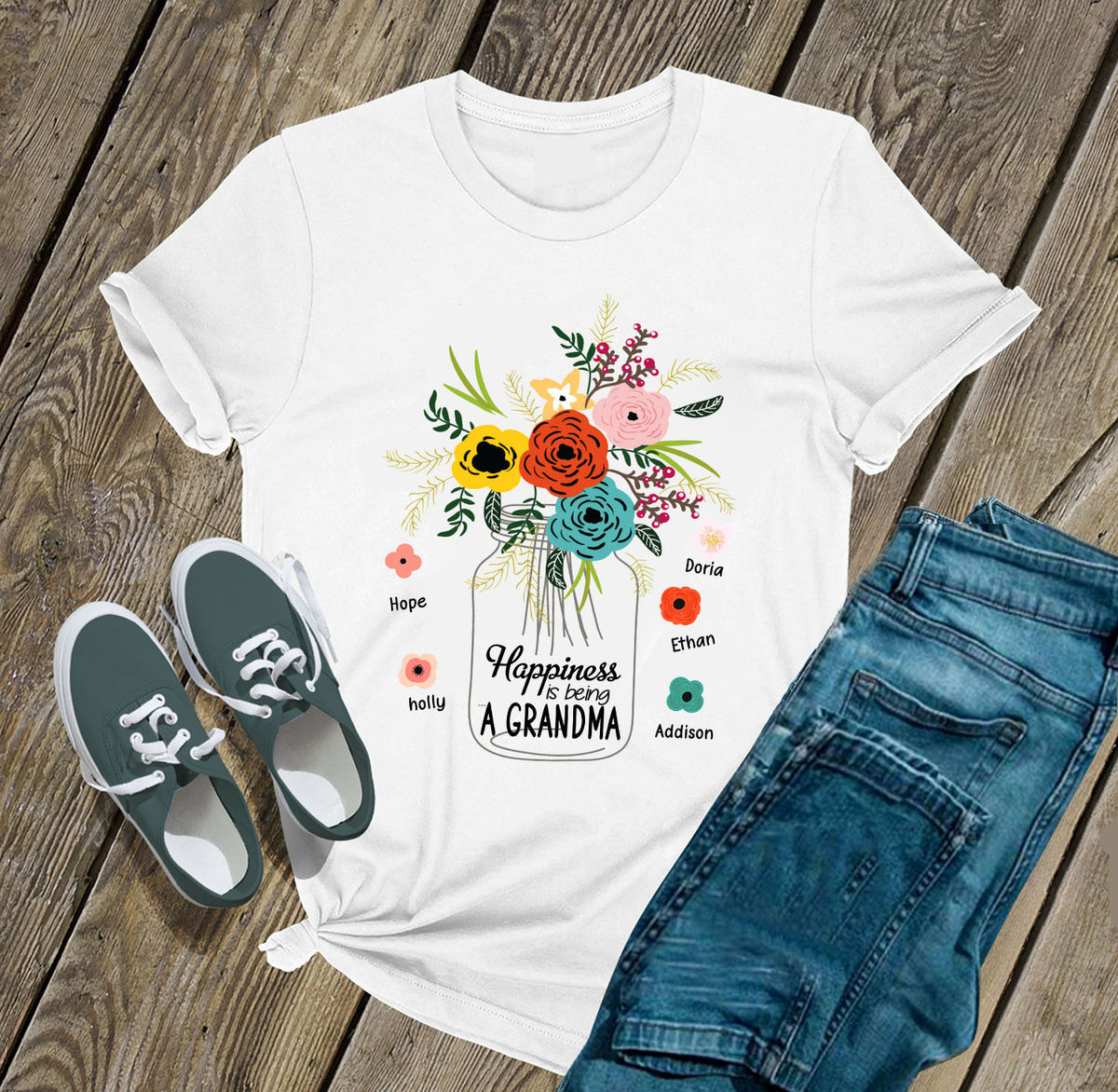 Mother's Day 2023 - Personalized Happiness Is Being A Grandma Shirt, Mother's Day Shirt, Mother's Day Gift, Mommy Birthday Shirt Gift, Grandma Nana Shirt 27963