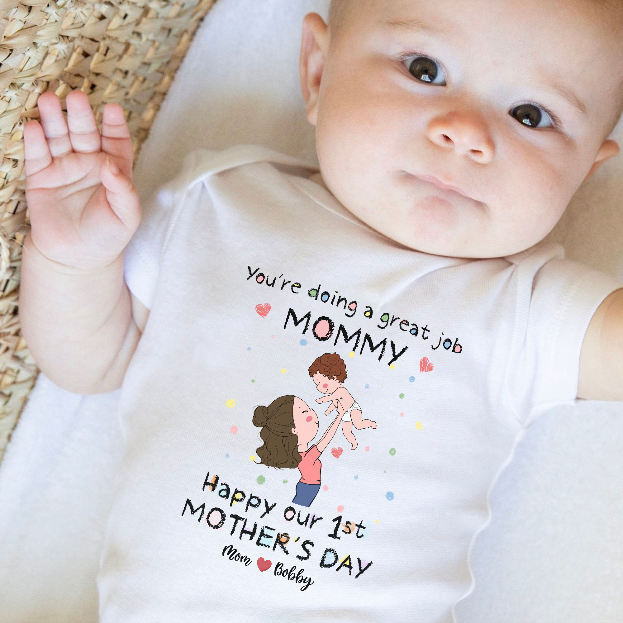 Custom Baby Onesies - You're doing a great job Mommy - Happy 1st Mother ...