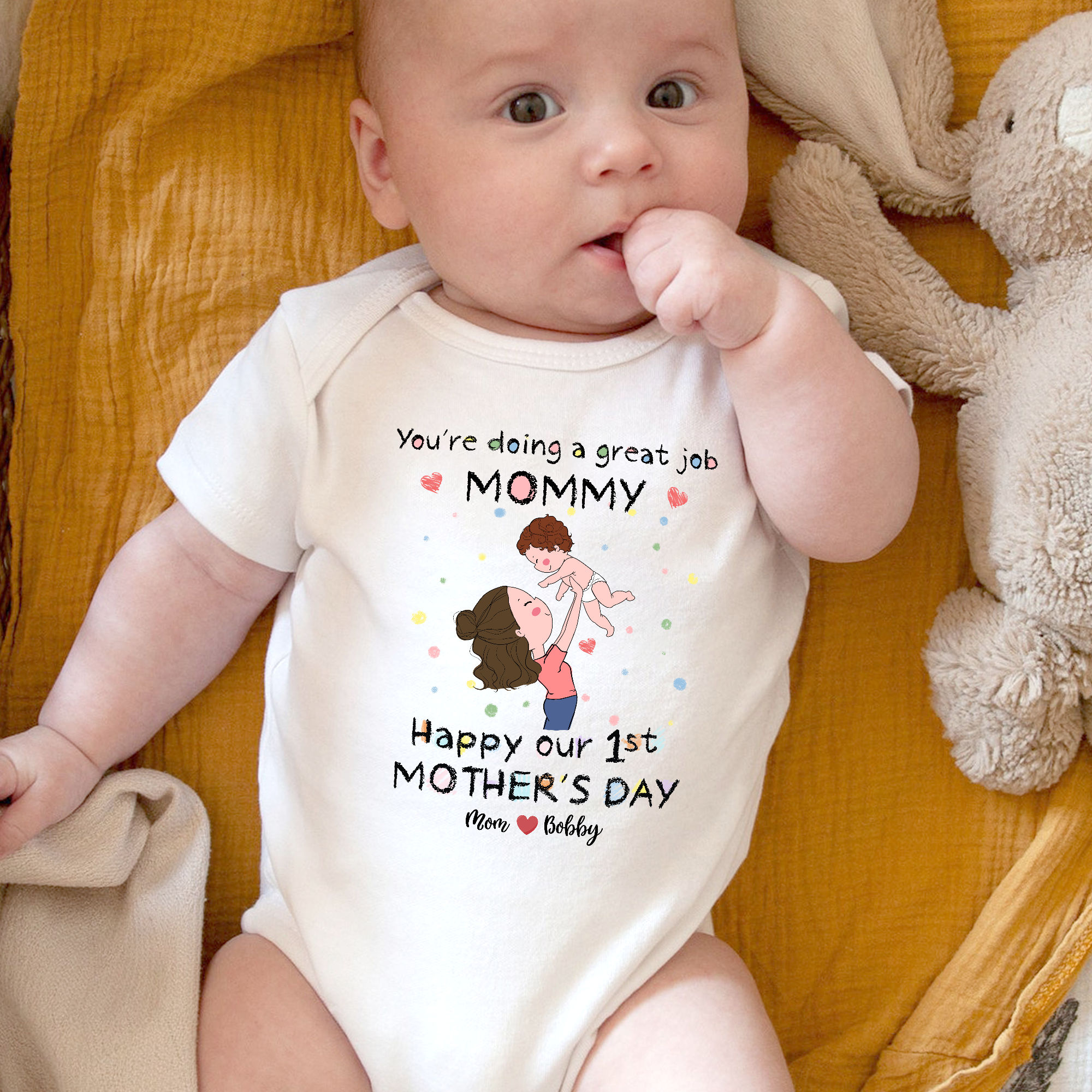 Custom Baby Onesies - You're doing a great job Mommy - Happy 1st Mother ...
