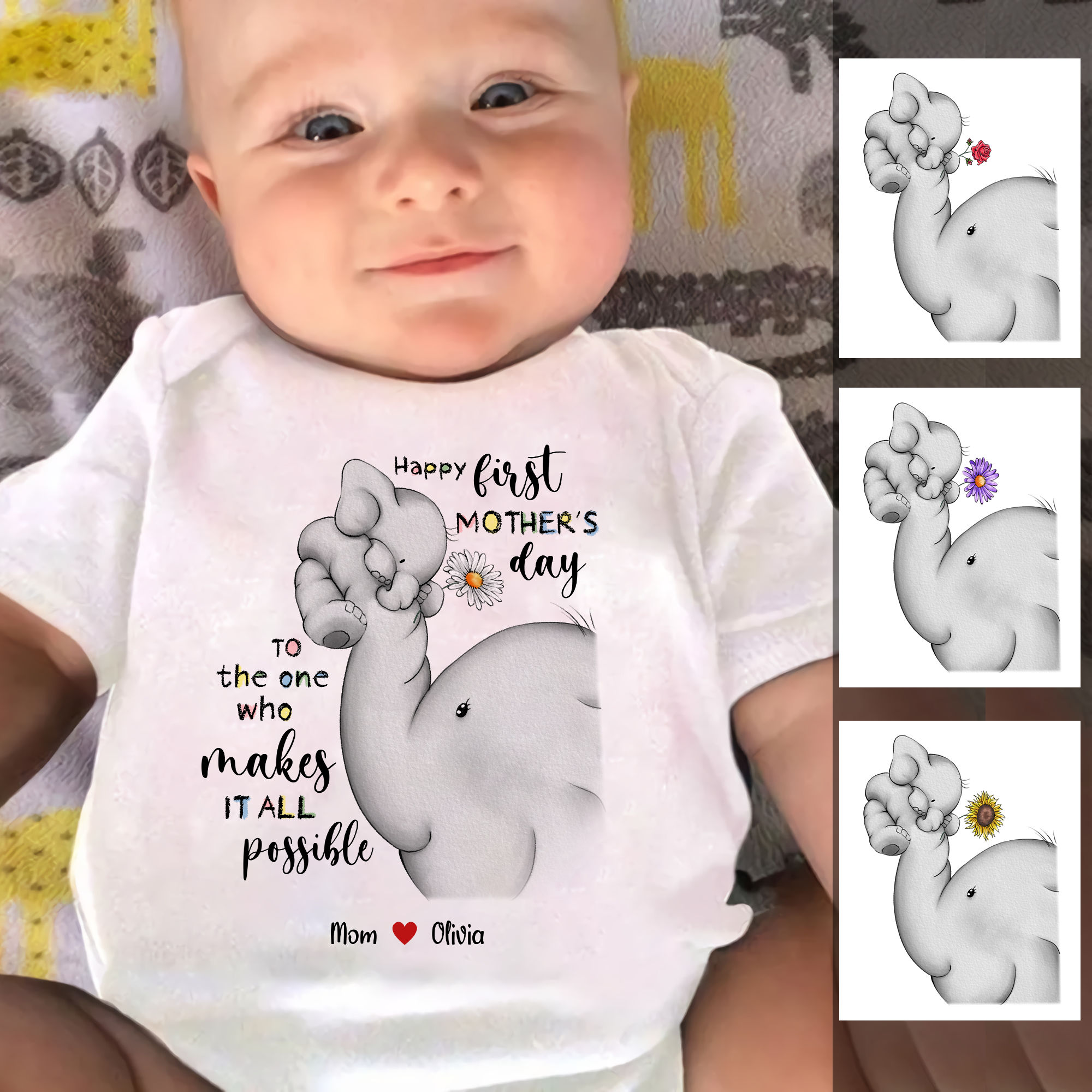 Custom Baby Onesies Happy First Mother's Day to the one who makes it