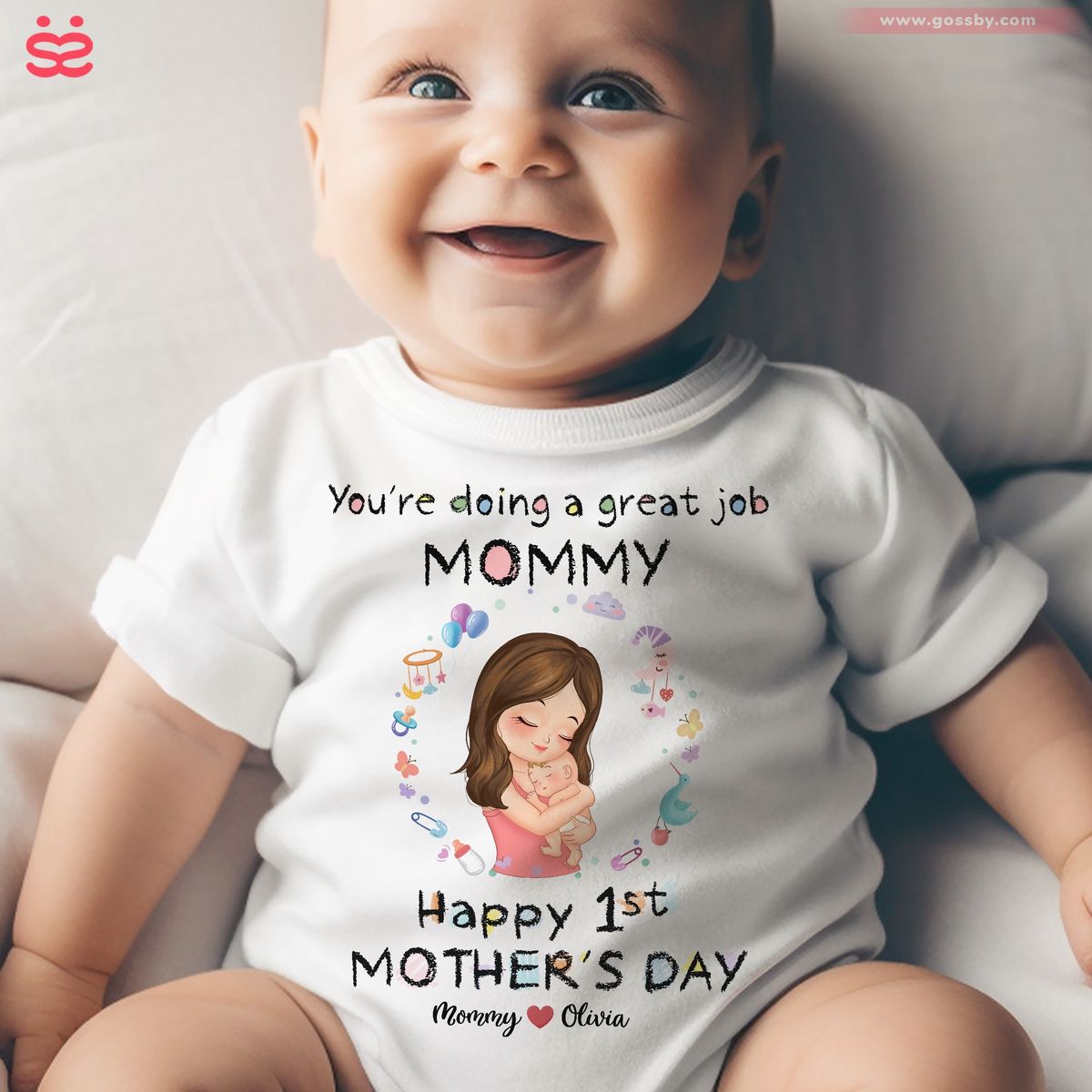 Custom Baby Onesies - You're doing a great job mommy Happy our 1st Mother's Day (ver 3) - Personalized Shirt_1