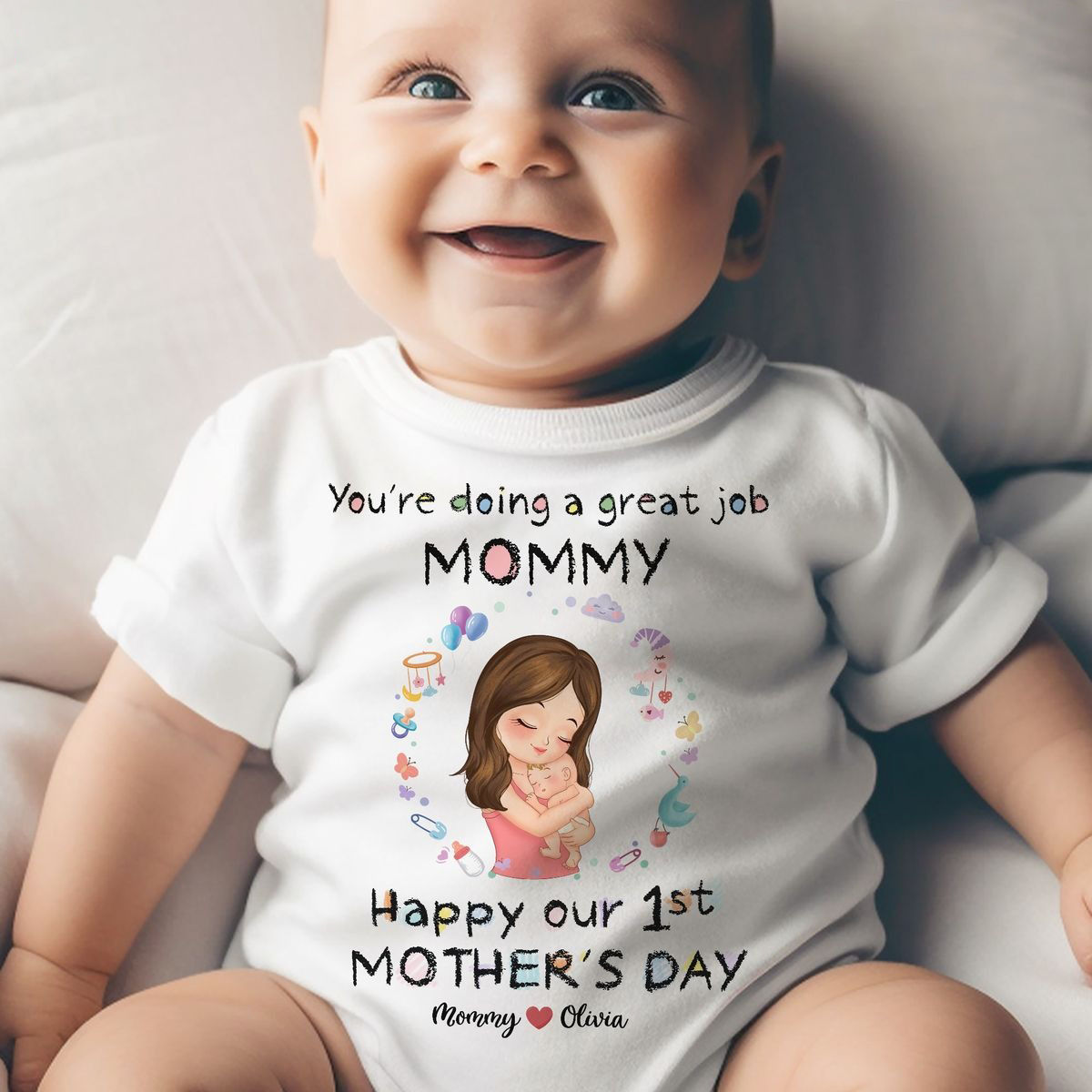 Custom Baby Onesies - You're doing a great job mommy Happy our 1st ...