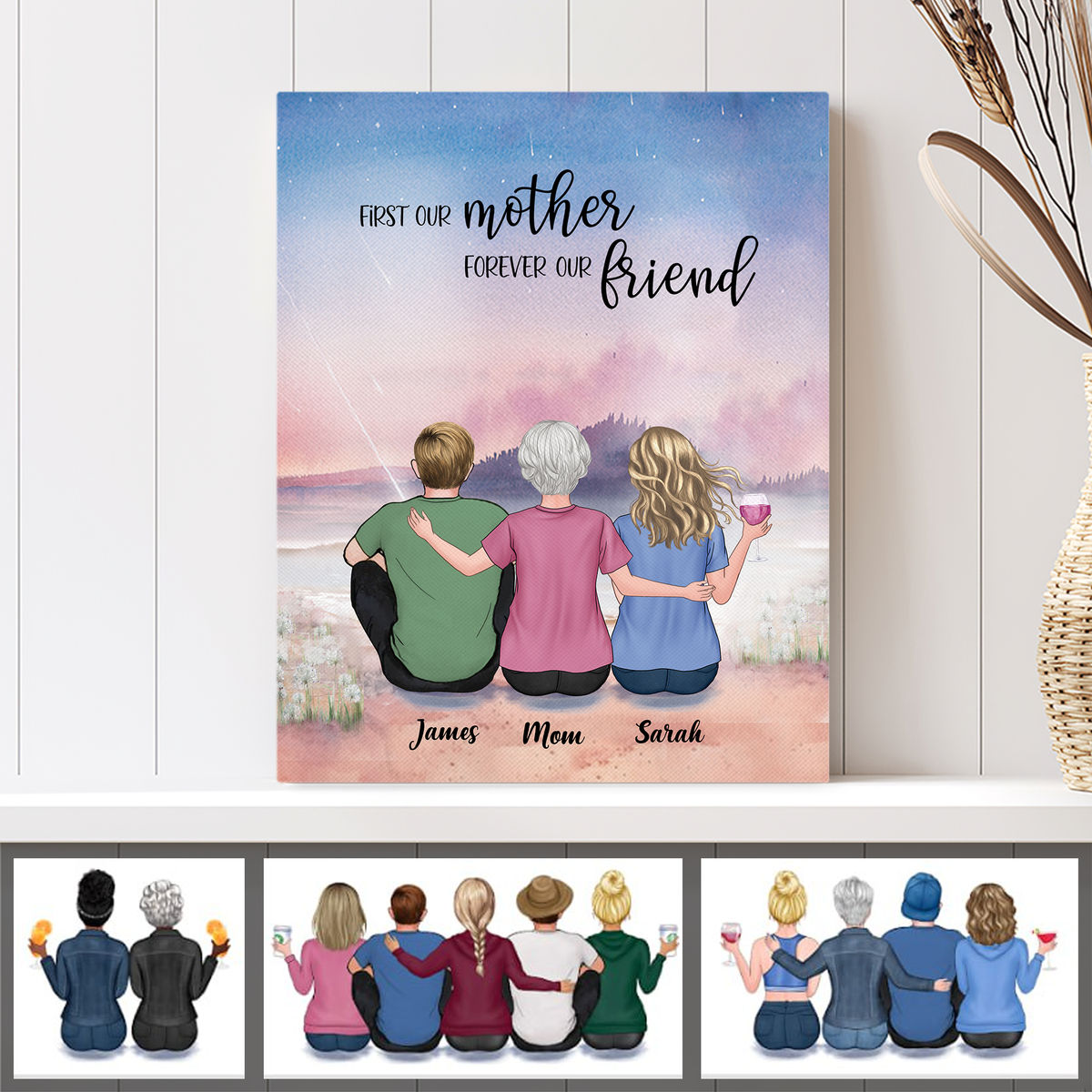 Personalized Wrapped Canvas - Mother's Day Canvas - Mother and Children Forever Linked Together - Birthday Gift, Mother's Day Gift For Mom_1