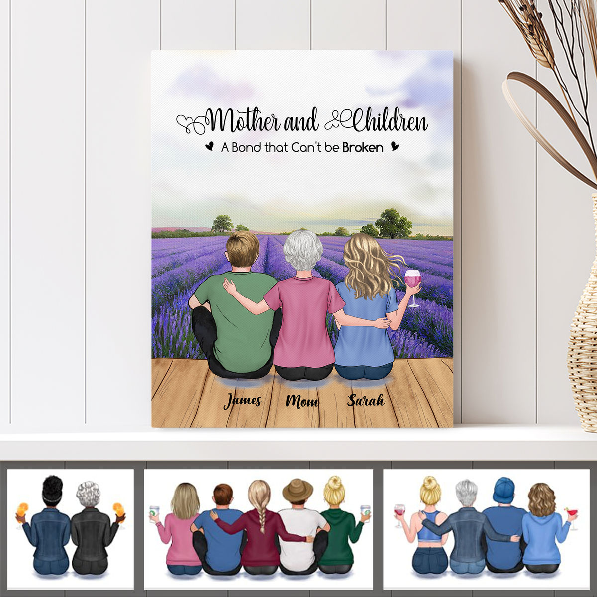 Personalized Wrapped Canvas - Mother's Day Canvas - Mother and Children Forever Linked Together - Birthday Gift, Mother's Day Gift For Mom