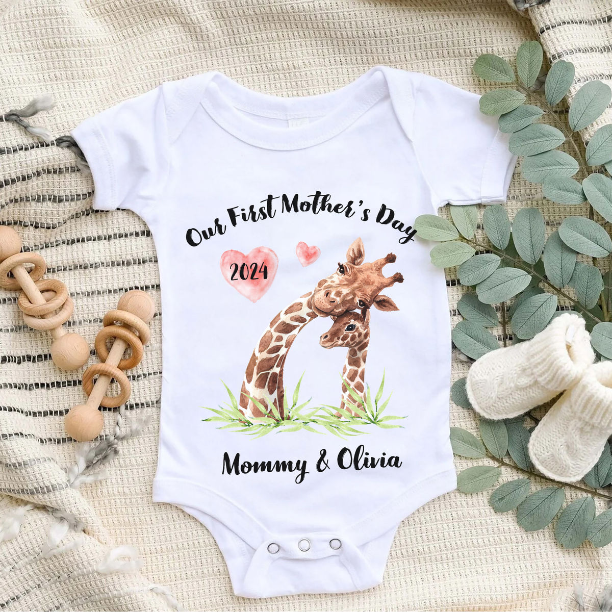 Mother's Day - Our First Mother's Day Giraffe Onesie_1