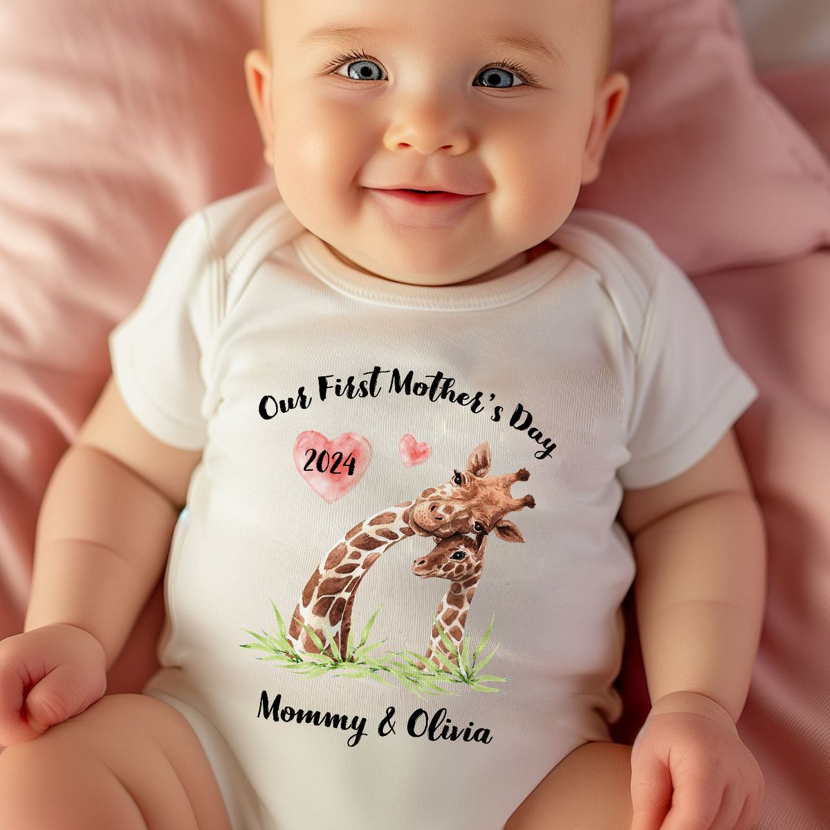 Our First Mother's Day Giraffe Onesie - Gift For New Mom, Baby Shower Gifts, Gifts For Baby, Kid