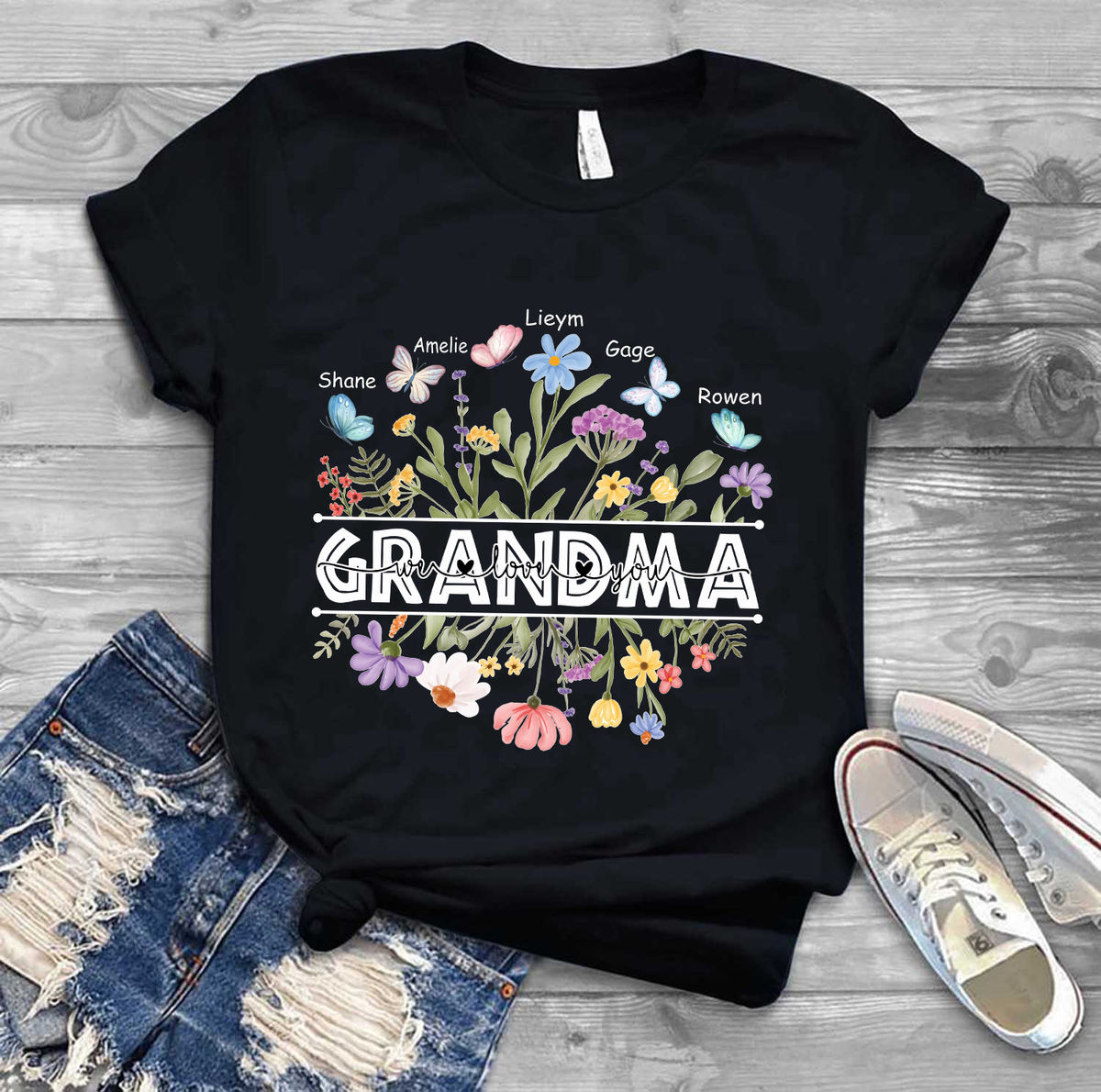 Mother's Day 2023 - Personalized Grandma Wildflowers Shirt, Nana Butterflies Shirt, Grandma Grandkids Shirt, Mother's Day Gift For Mom, Mommy Nana Nini Mimi Birthday Gift 28443_3