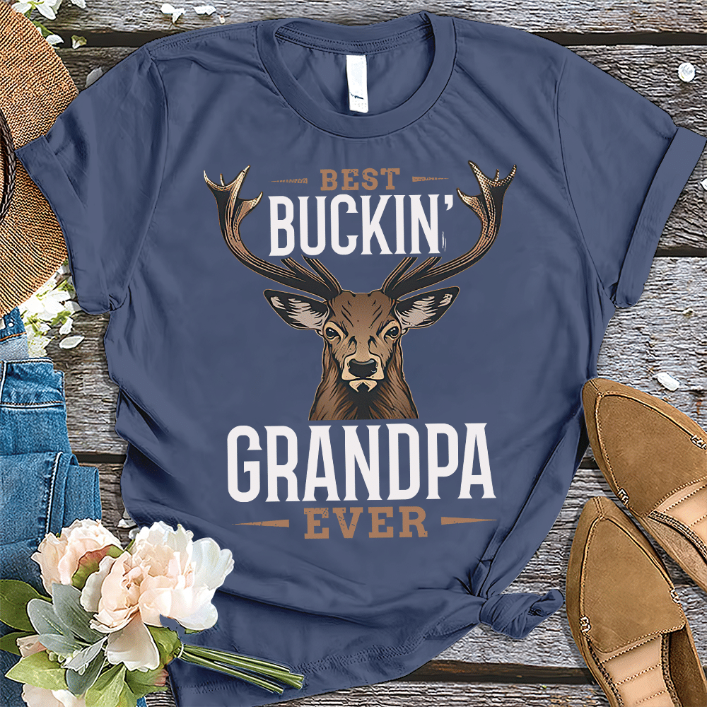 Personalized Classic Tee Cardinal S - Father's Day Shirt - Best Buckin Granpda Ever Shirt for Men, Deer Hunting Gifts,Funny Deer Hunter Shirt