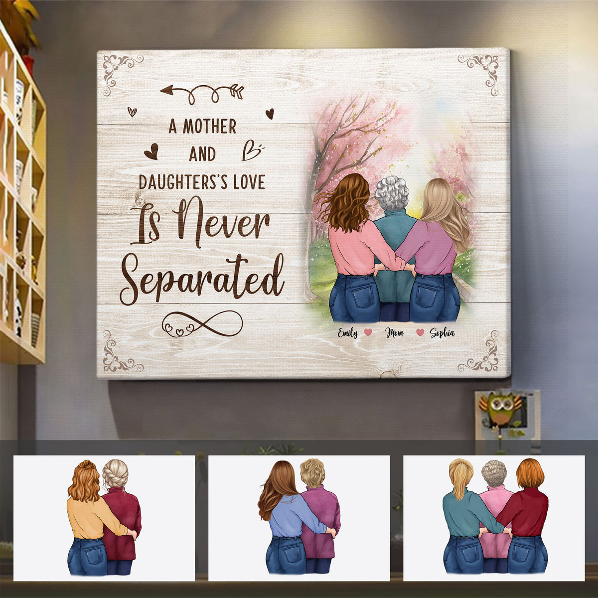 Personalized Wrapped Canvas - Mother and Daughters - A mother and daughters's love is never separated (29018)