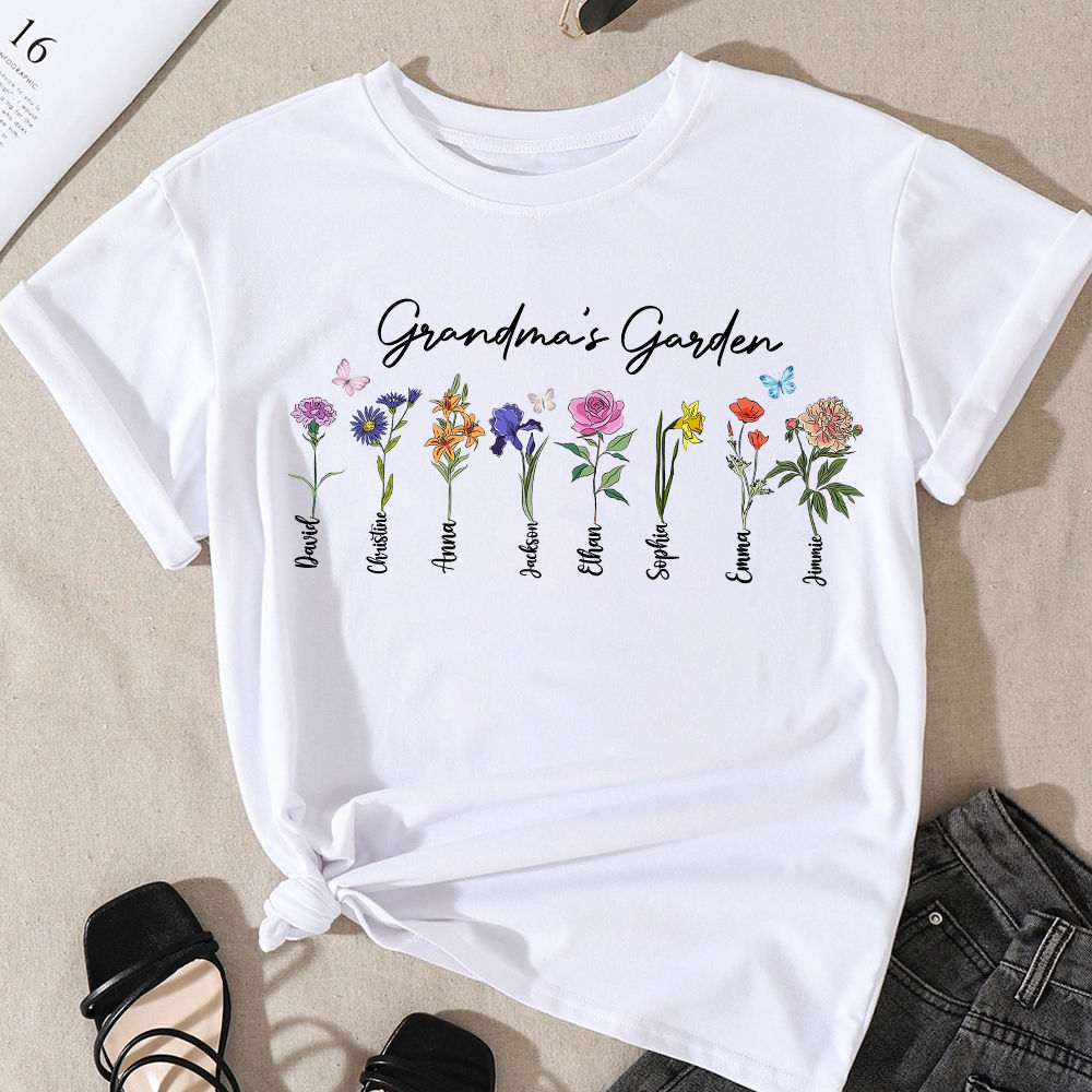 Mother's Day Shirt - Personalized Grandma Garden Shirt, Nana Garden Shirt, Mother's Day Shirt Gift, Mommy Birthday Shirt Gift, Grandma Grandkids Shirt 29026