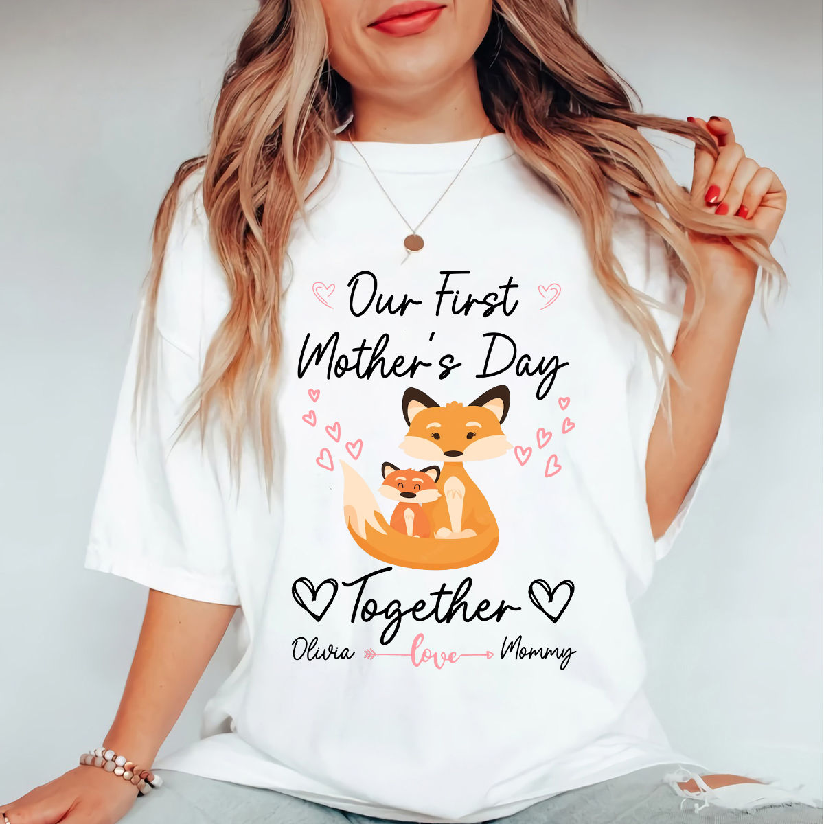 Mother's Day Shirt - First Mother's Day Shirts, Cute Fox Matching Mom and  Baby Shirt And Bodysuit, image size:1200x1200