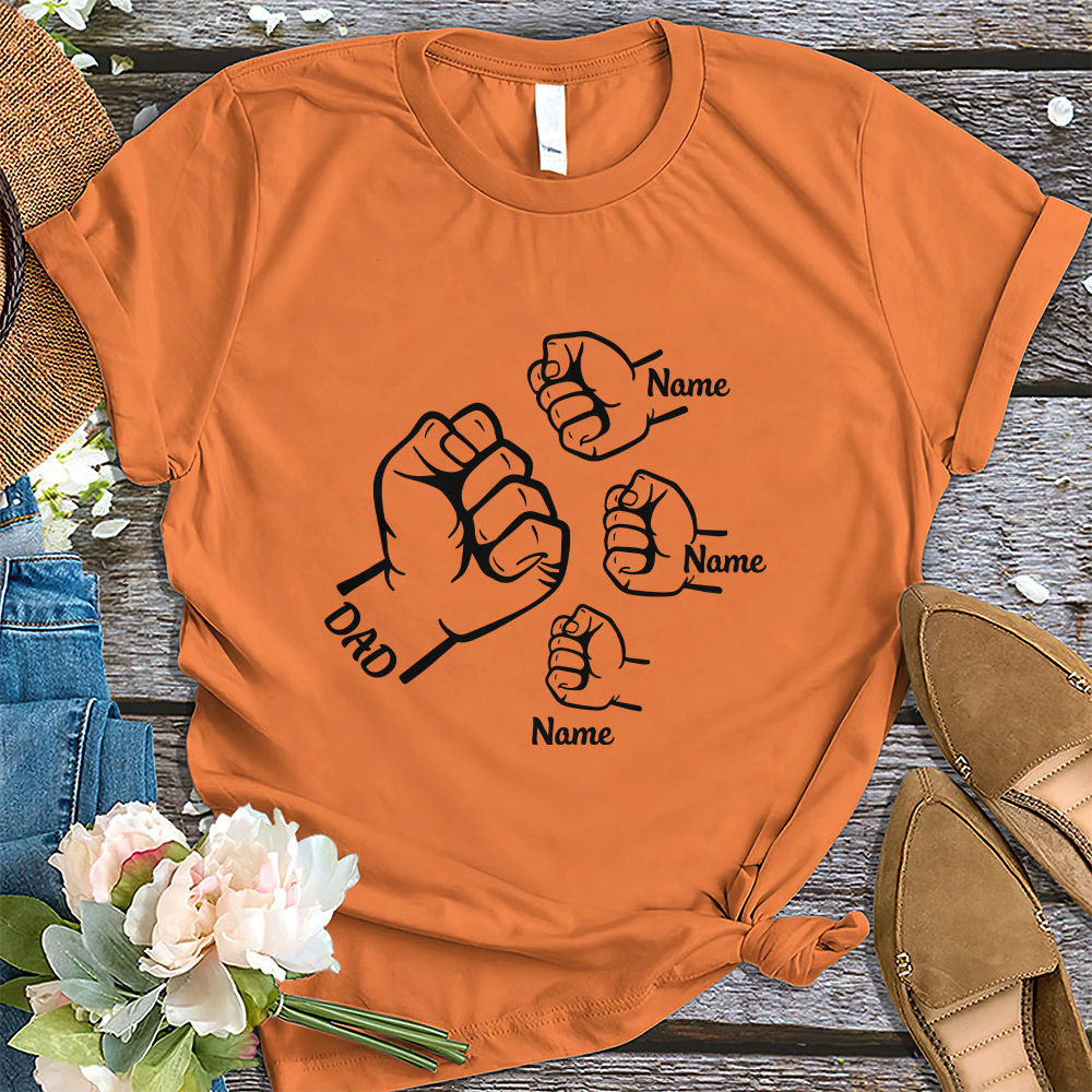 Personalized Dad Raised Fist Bump T-Shirt, Fathers Day Gift