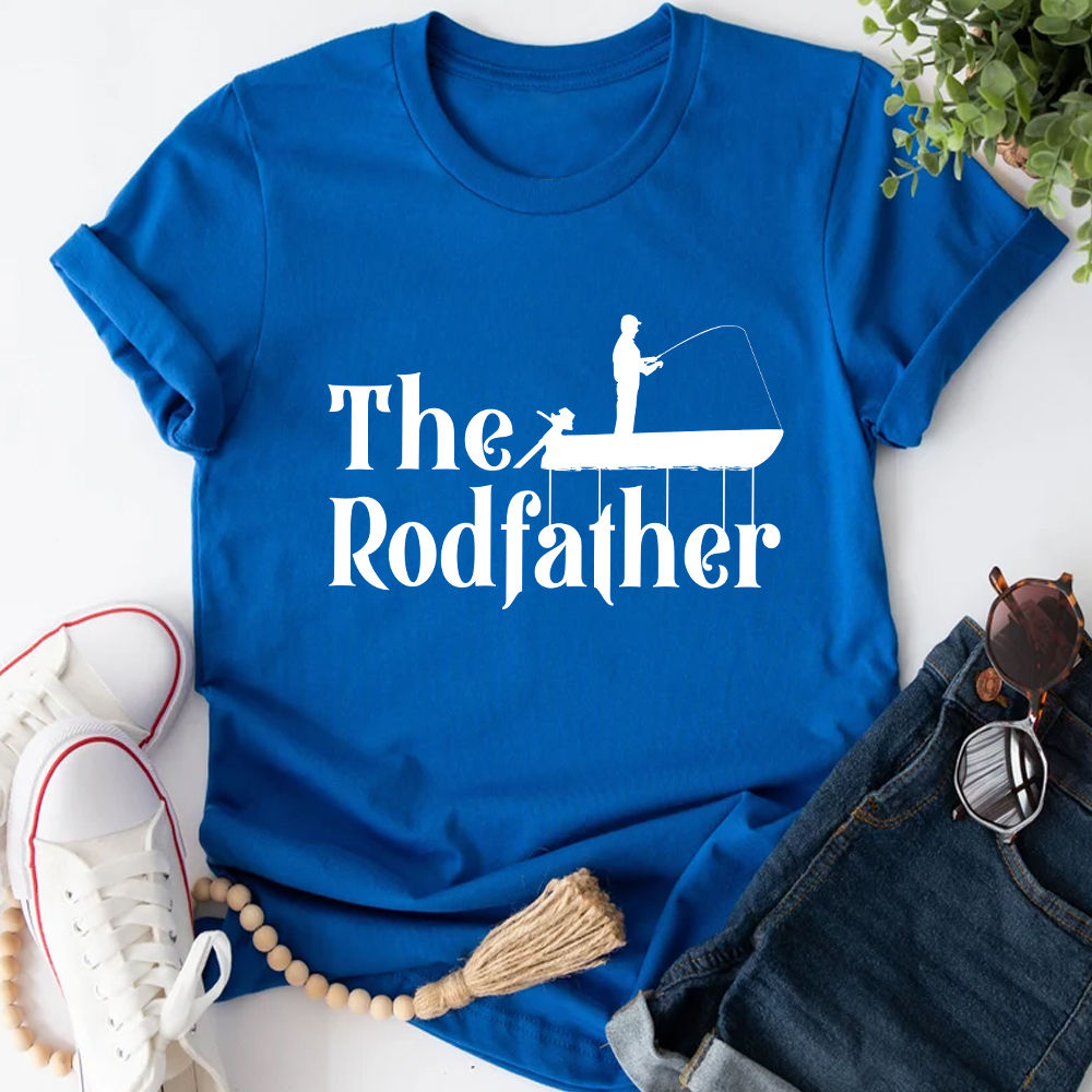 Personalized Classic Tee White XS - Father's Day - The Rodfather Shirt, Funny Rod Father, Funny Fishing Dad Grandpa Shirt, Fisherman Dad Shirt Gift