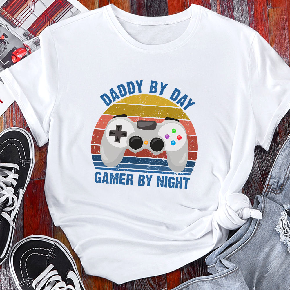 Father's Day 2024 - Happy Father's Day Gamer Dad Shirt, Funny Daddy By Day Gamer By Night Shirt, Gamer Father Shirt, Gaming Dad Shirt Gift 29271_1