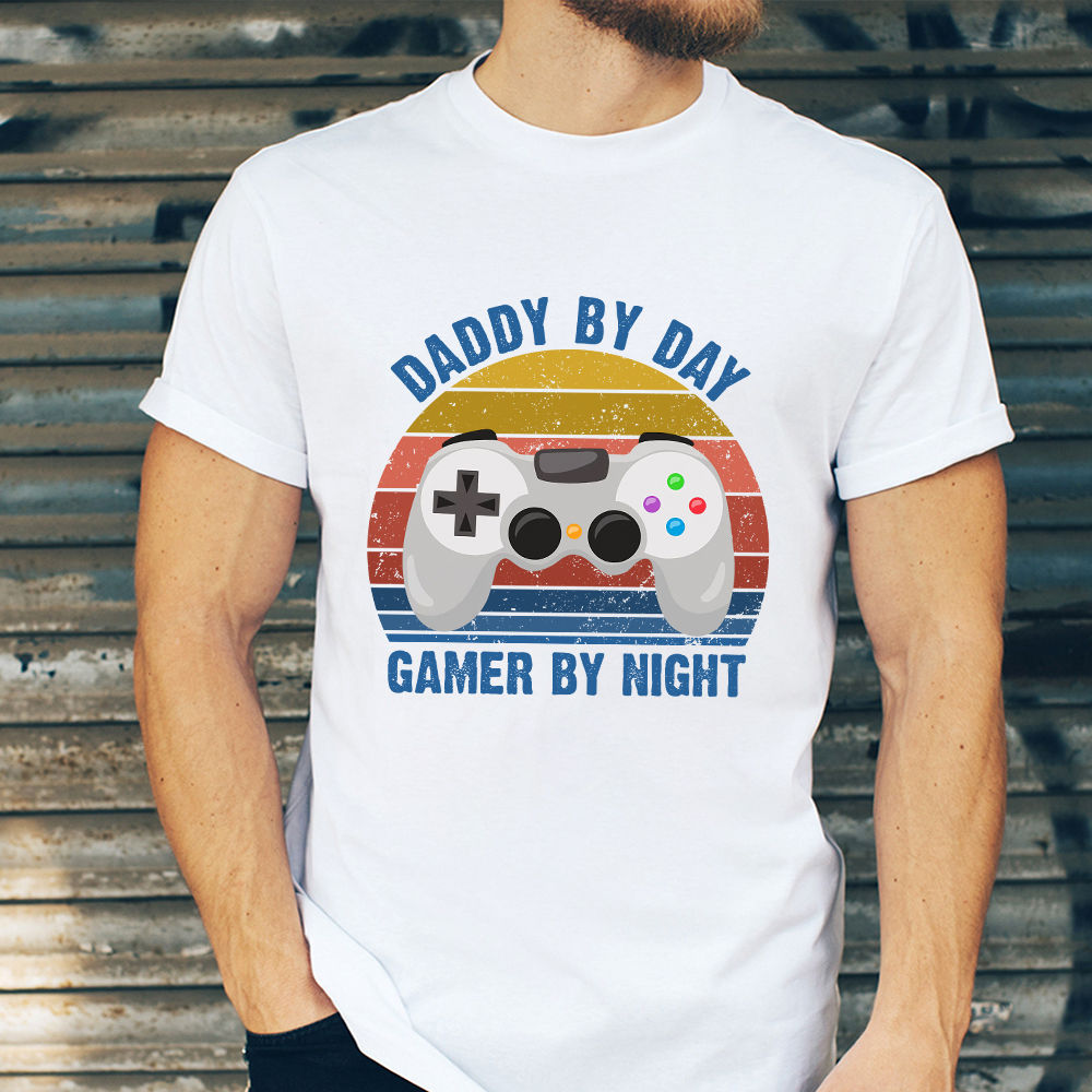 Father's Day 2024 - Happy Father's Day Gamer Dad Shirt, Funny Daddy By Day Gamer By Night Shirt, Gamer Father Shirt, Gaming Dad Shirt Gift 29271