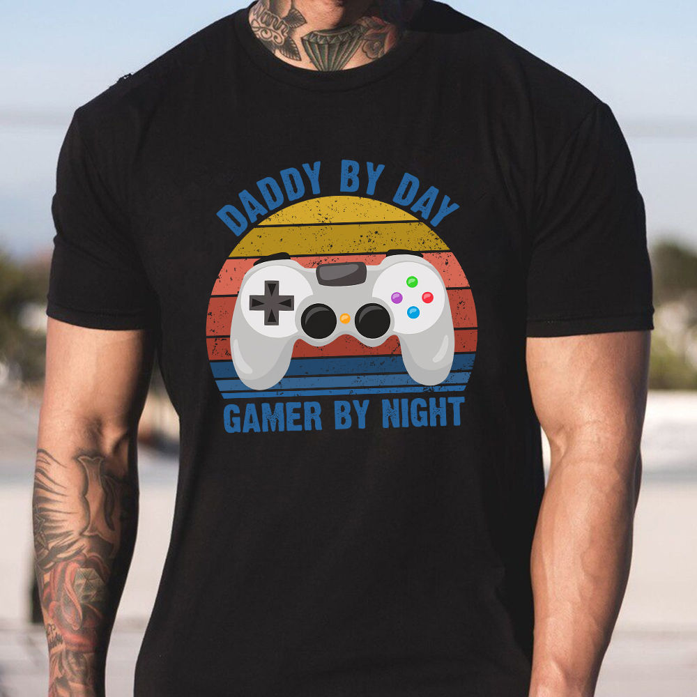 Father's Day 2024 - Happy Father's Day Gamer Dad Shirt, Funny Daddy By Day Gamer By Night Shirt, Gamer Father Shirt, Gaming Dad Shirt Gift 29271_3