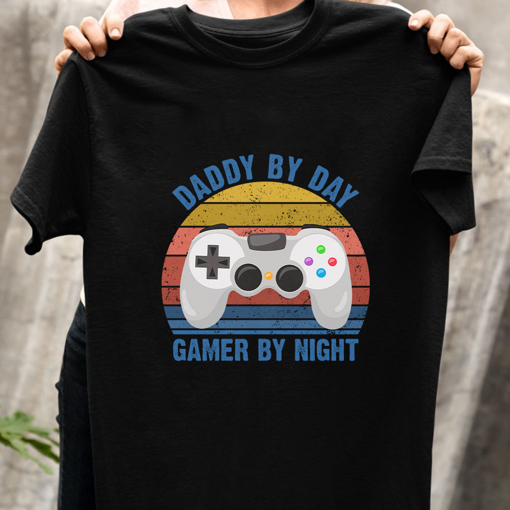 Father's Day 2024 - Happy Father's Day Gamer Dad Shirt, Funny Daddy By Day Gamer By Night Shirt, Gamer Father Shirt, Gaming Dad Shirt Gift 29271_4