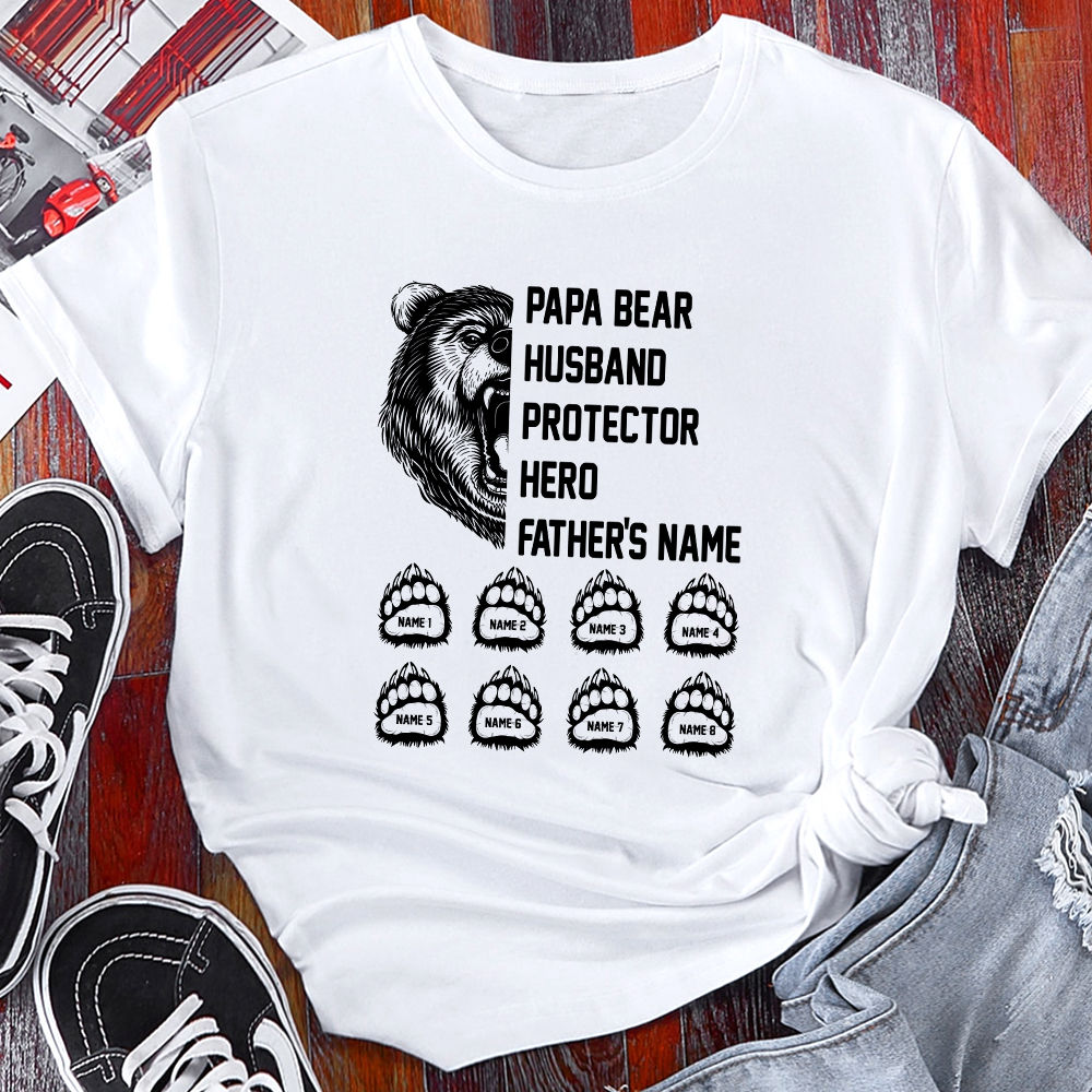 Gift For Father Papa Bear Personalized T-shirt, Personalized Gift