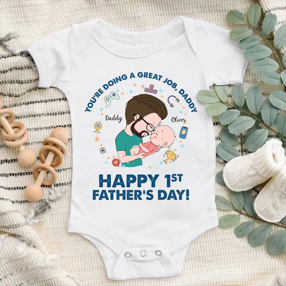 Personalized Shirt - First Father's Day Outfit - You're doing a great job Daddy - Happy 1st Father's Day_1