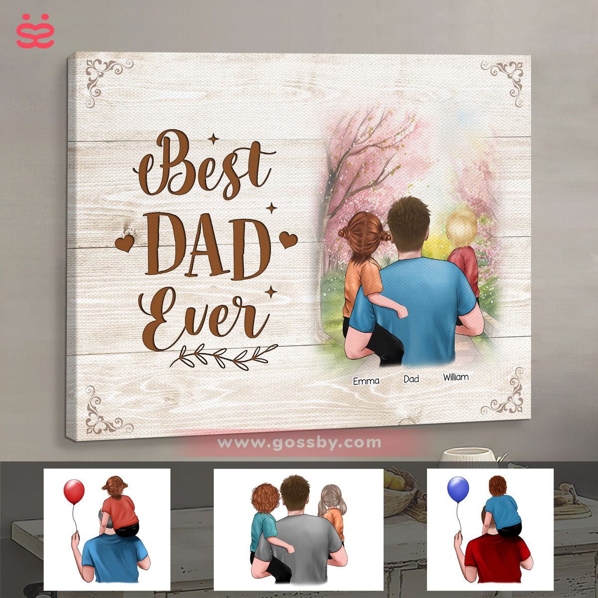 Father and children - Best dad ever (29408) - Personalized Wrapped Canvas