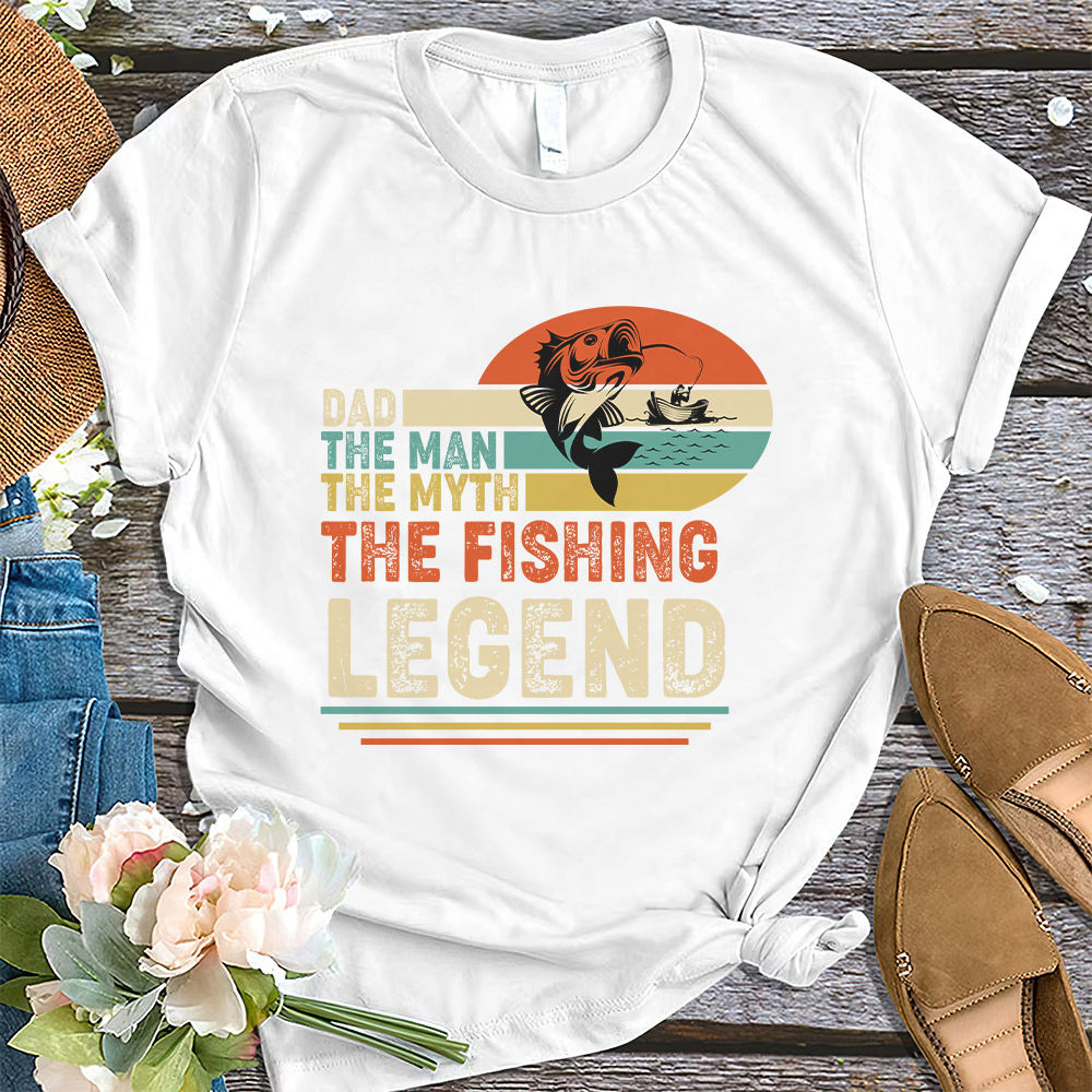 Vintage Bass Fishing Dad Man The Myth The Legend Fisherman T-Shirt