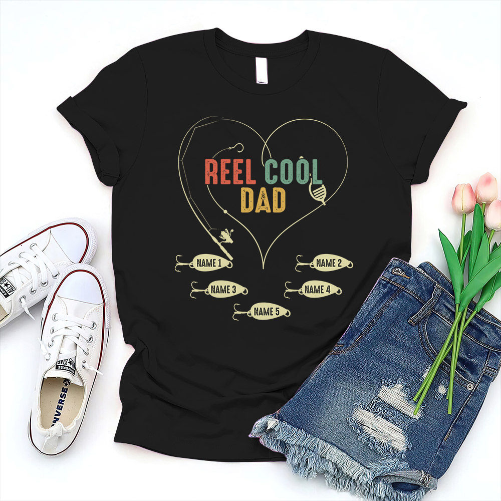 Father's day - Personalized Reel Cool Dad Shirt, Funny Fishing Father and  Kids Name TShirt, Gift For Papa Daddy Grandpa, Gift For Fishing