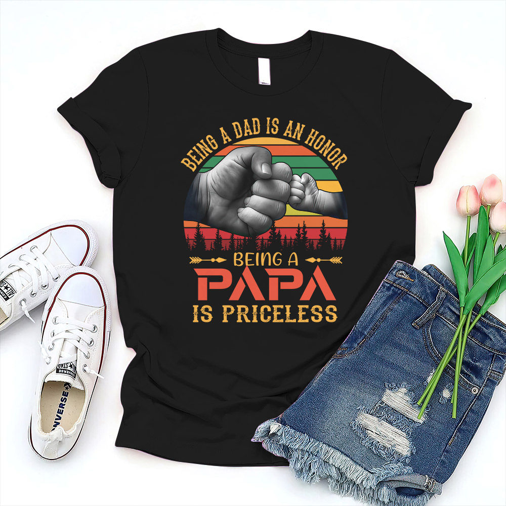 Father's Day 2023 - Being A Dad Is An Honor Being A Papa Is Priceless T-Shirt, Funny Fist Bump Dad Shirt, Best Dad Ever Shirt, Papa Kids Raised Hands Shirt, Father's Day Gift 29852_4