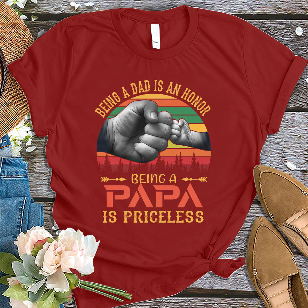 Father's Day 2023 - Being A Dad Is An Honor Being A Papa Is Priceless T-Shirt, Funny Fist Bump Dad Shirt, Best Dad Ever Shirt, Papa Kids Raised Hands Shirt, Father's Day Gift 29852_3