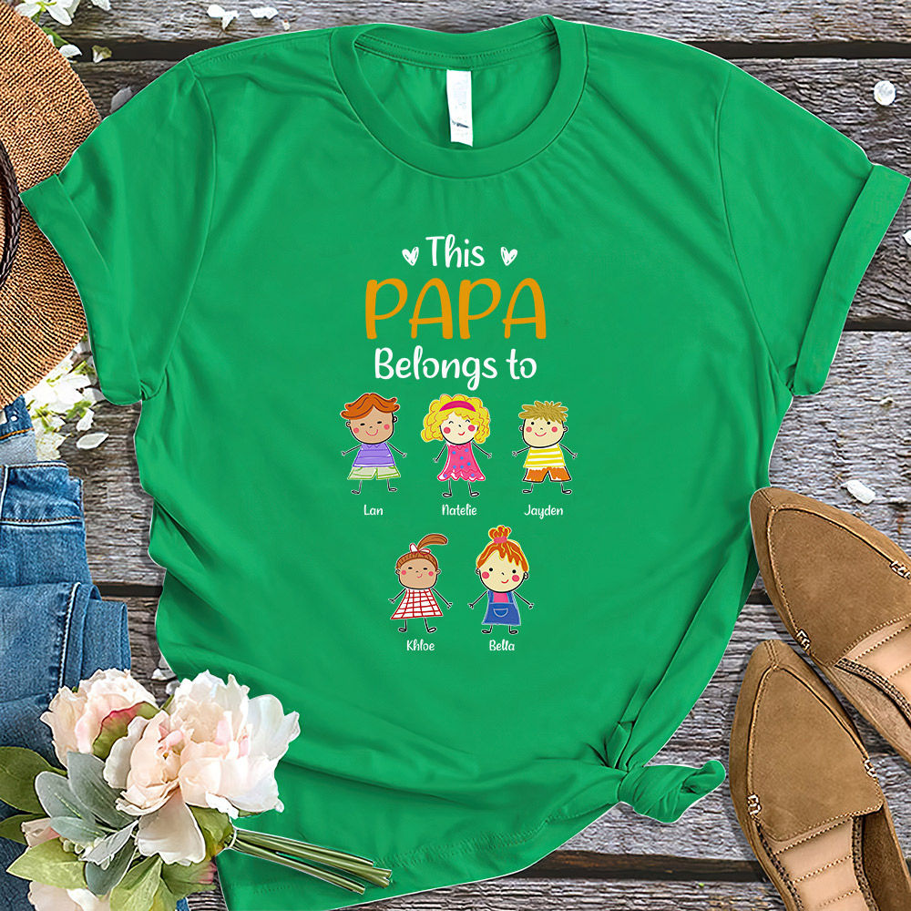 Father's Day 2023 - Personalized This Grandpa Belongs To Grandkids Shirt, Custom Grandchildren Name Shirt, Funny Papa Daddy Kids Shirt 29862_6