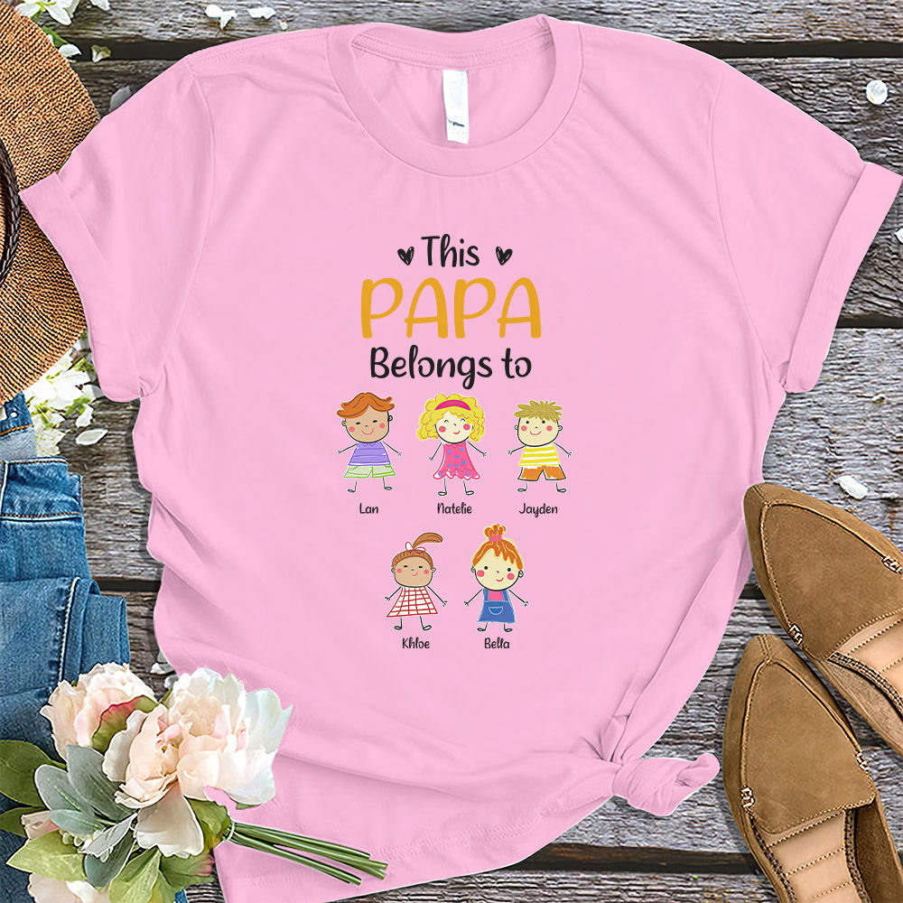 Father's Day 2023 - Personalized This Grandpa Belongs To Grandkids Shirt, Custom Grandchildren Name Shirt, Funny Papa Daddy Kids Shirt 29862_4