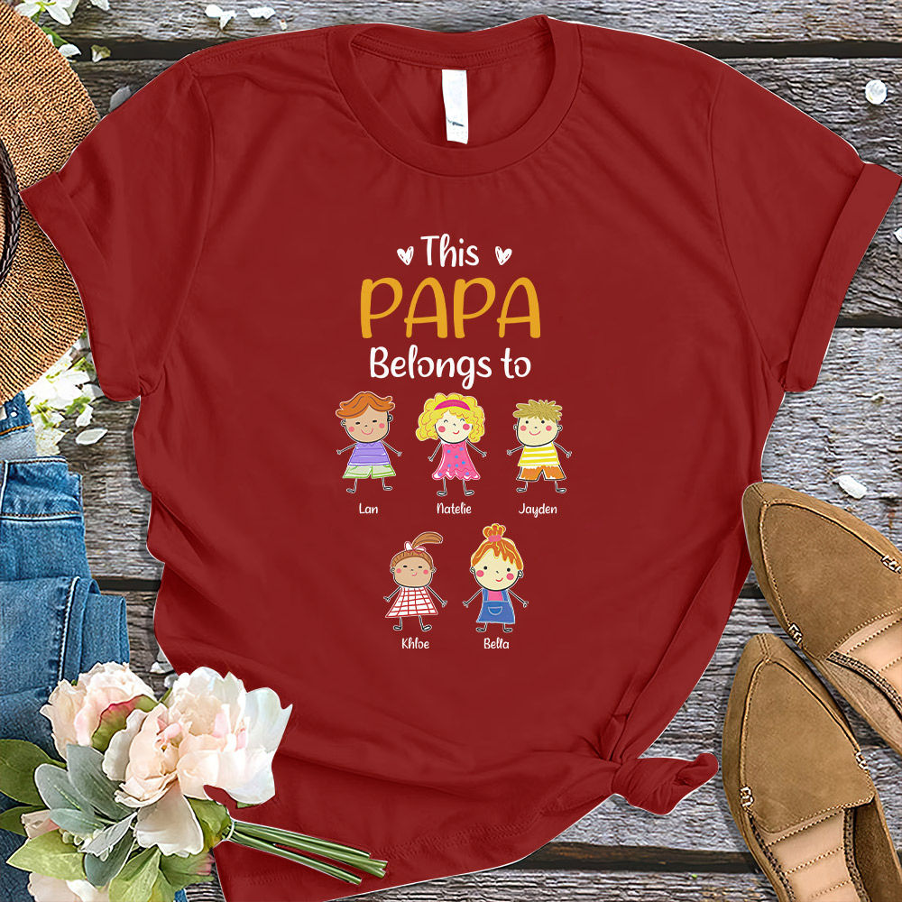 Father's Day 2023 - Personalized This Grandpa Belongs To Grandkids Shirt, Custom Grandchildren Name Shirt, Funny Papa Daddy Kids Shirt 29862