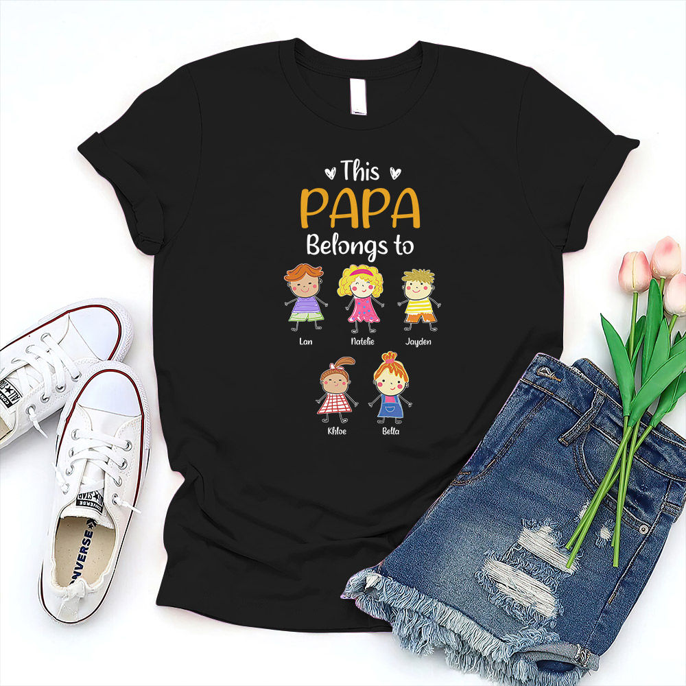 Father's Day 2023 - Personalized This Grandpa Belongs To Grandkids Shirt, Custom Grandchildren Name Shirt, Funny Papa Daddy Kids Shirt 29862_5