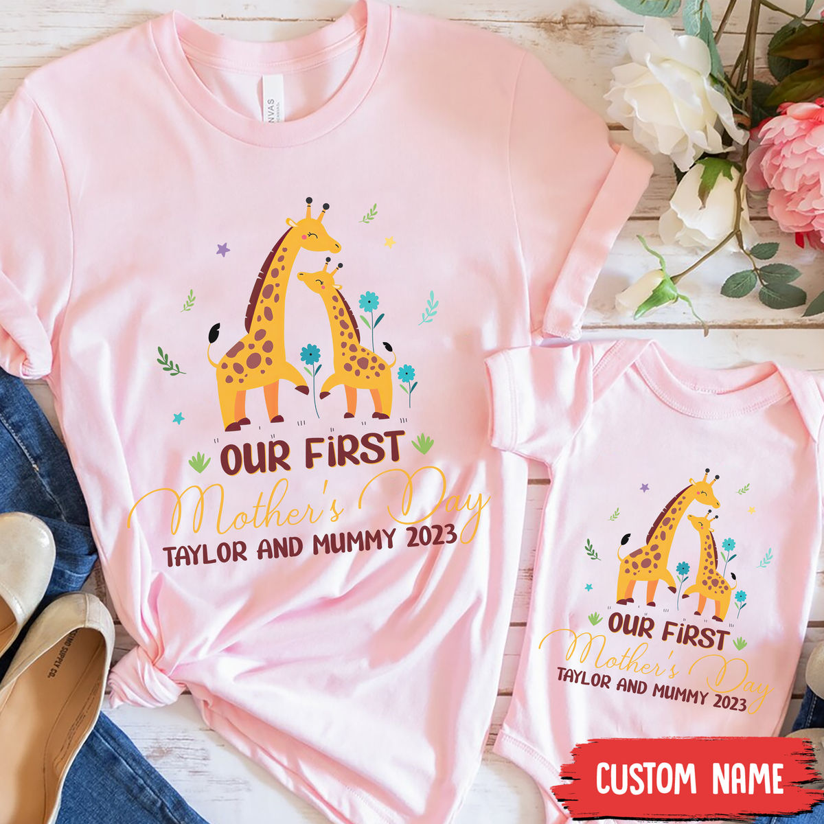早割 旅行 Personalized - Gift Day Mother's First Giraffe Day Mother's Clothing