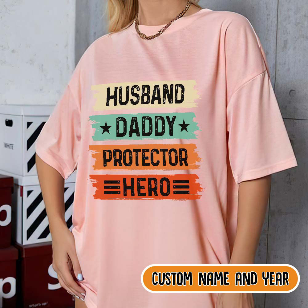 Mens Husband Daddy Protector Hero Father's Day Gift T-Shirt Mens Husband Daddy Protector Hero Father's Day Gift T-Shirt